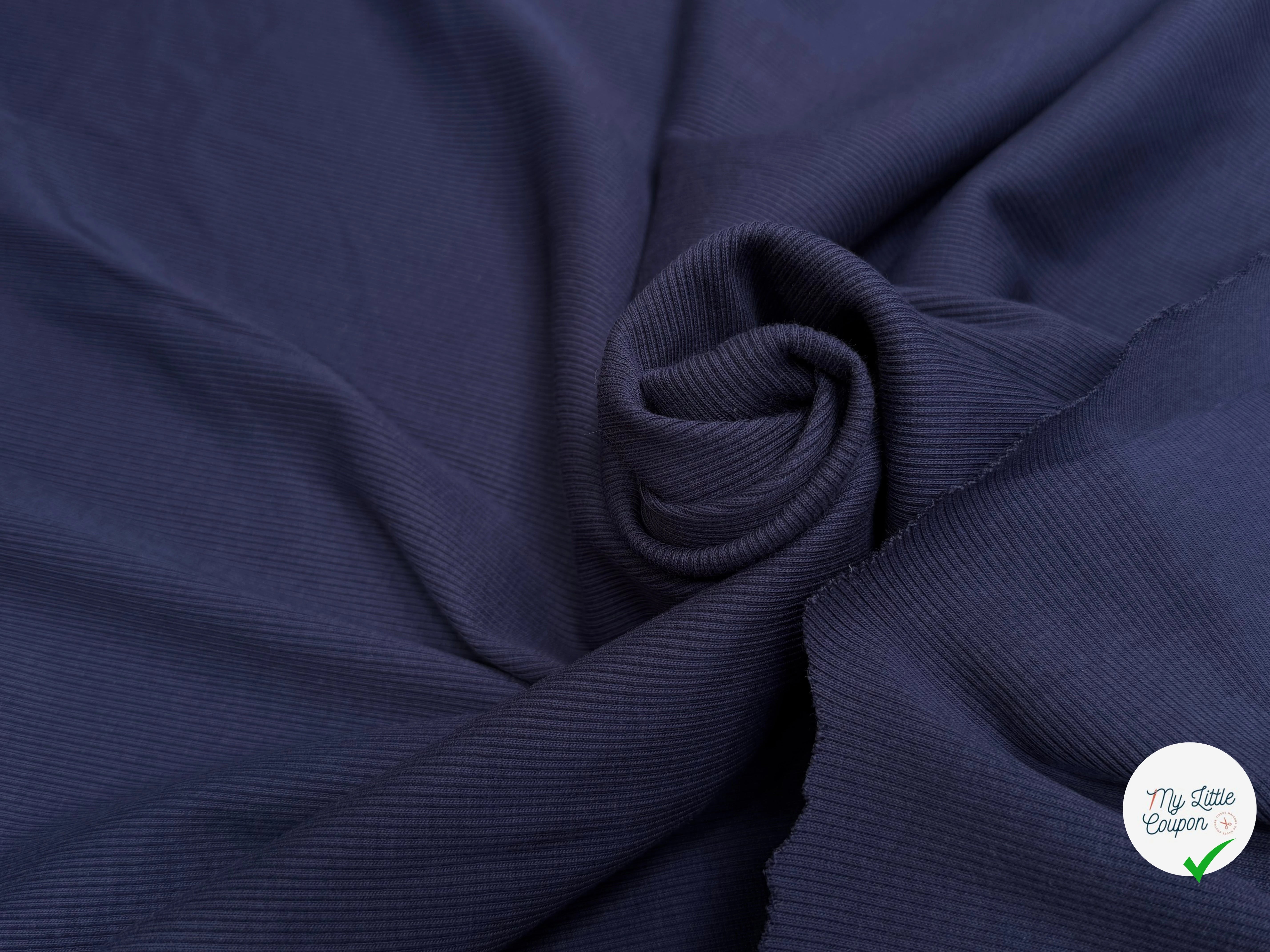 MAILLE COTON CÔTE 1X1 STRETCH WORK BLUE - My Little Coupon