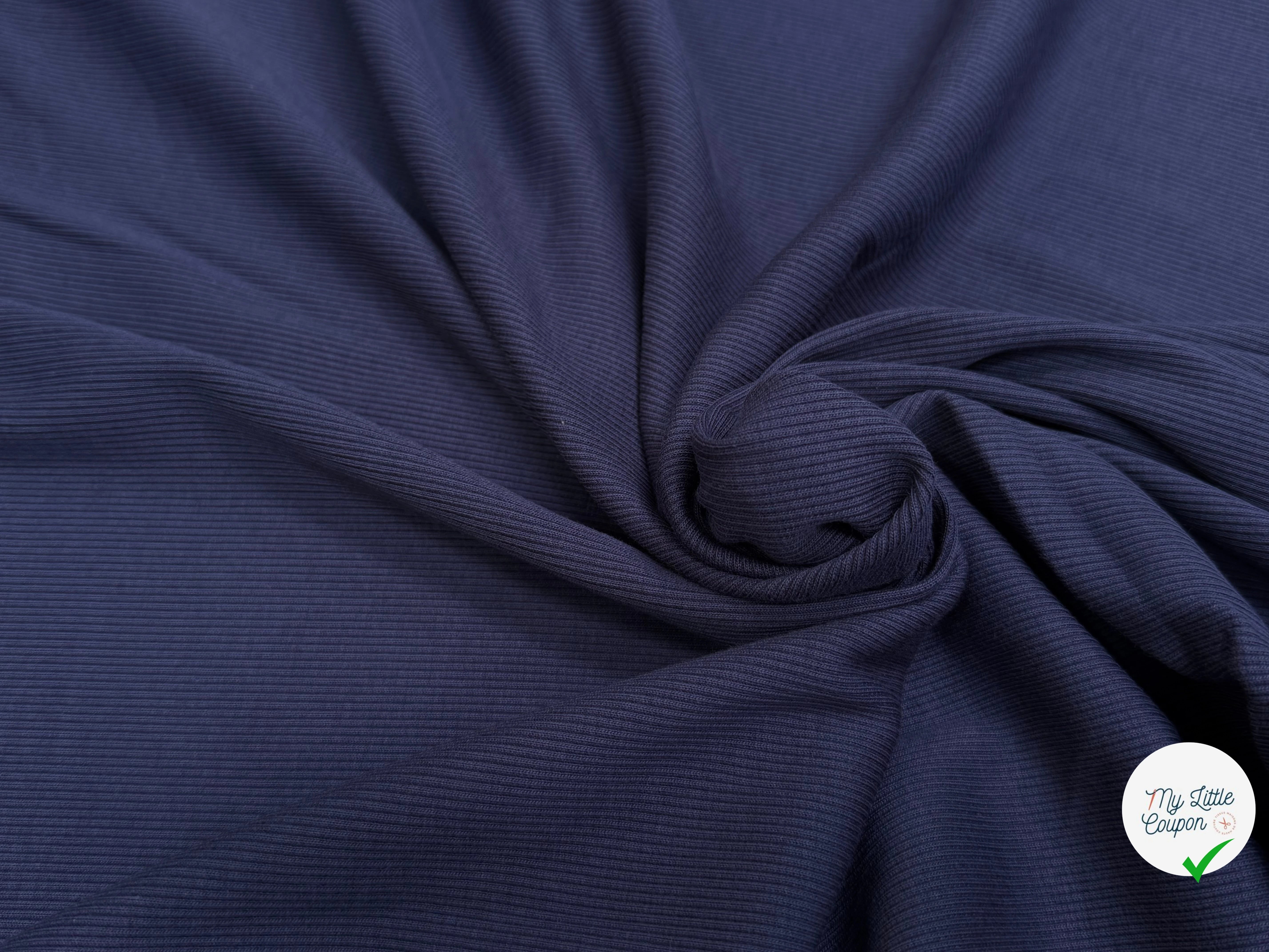 MAILLE COTON CÔTE 1X1 STRETCH WORK BLUE - My Little Coupon