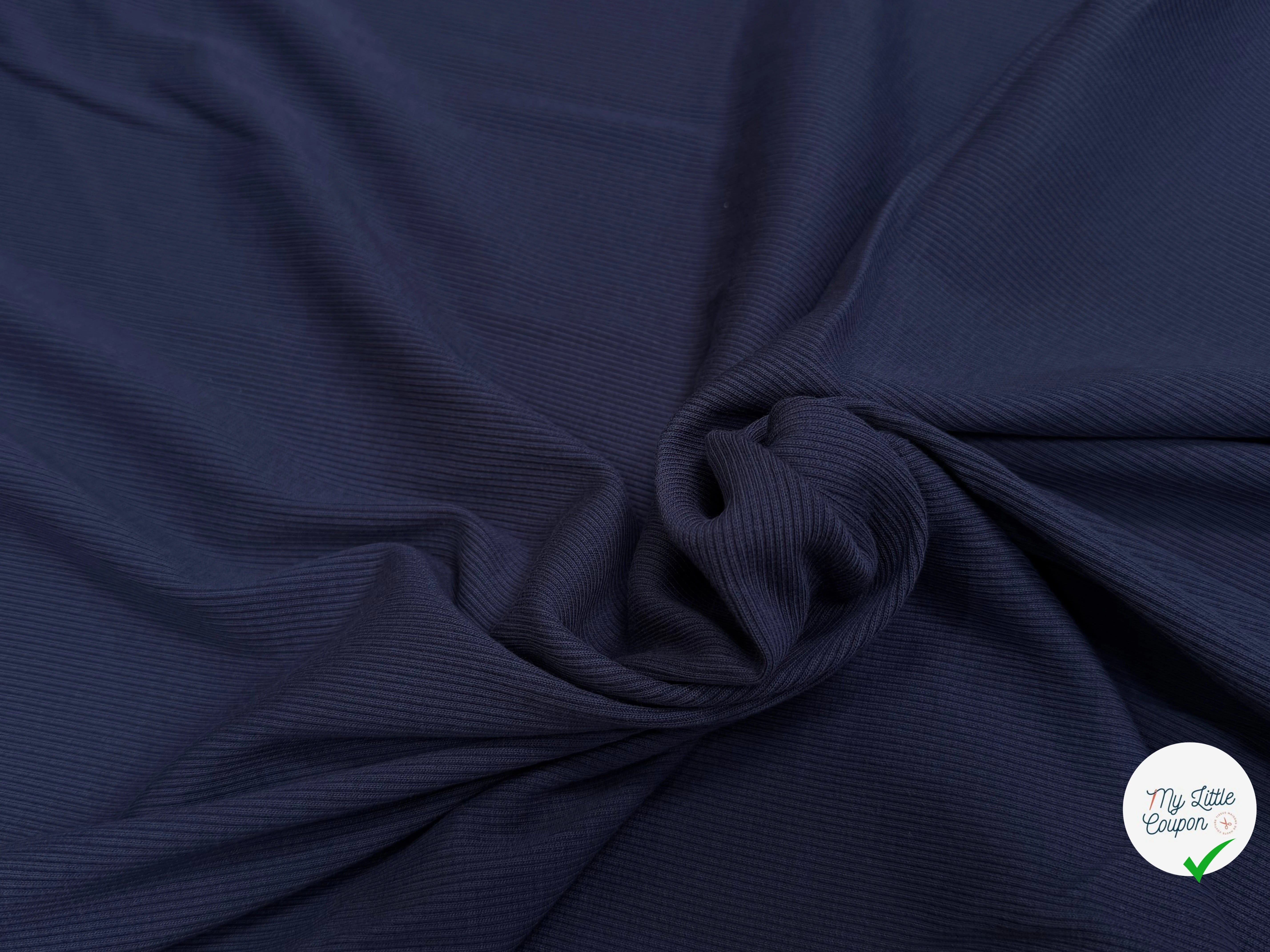 MAILLE COTON CÔTE 1X1 STRETCH WORK BLUE - My Little Coupon