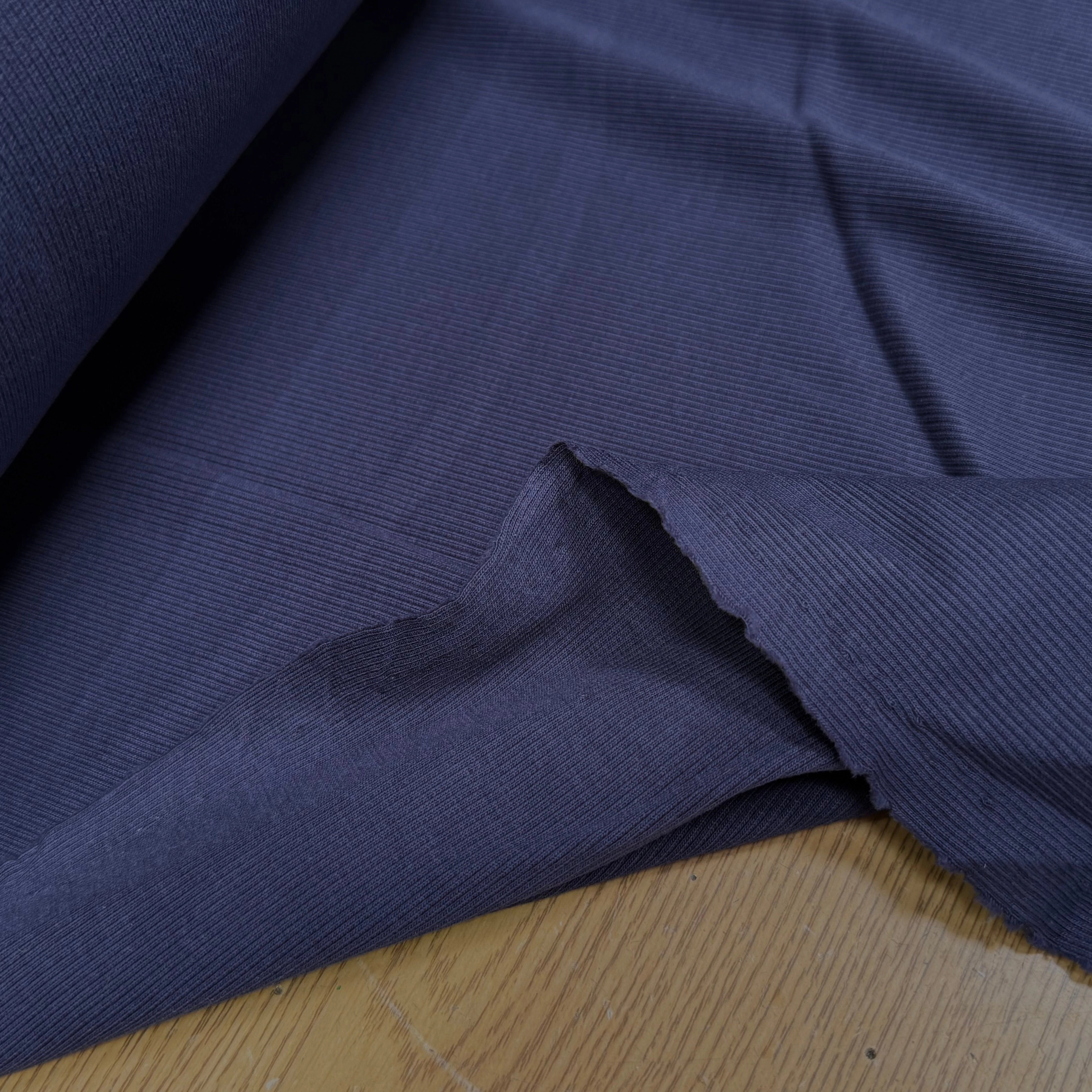 MAILLE COTON CÔTE 1X1 STRETCH WORK BLUE - My Little Coupon