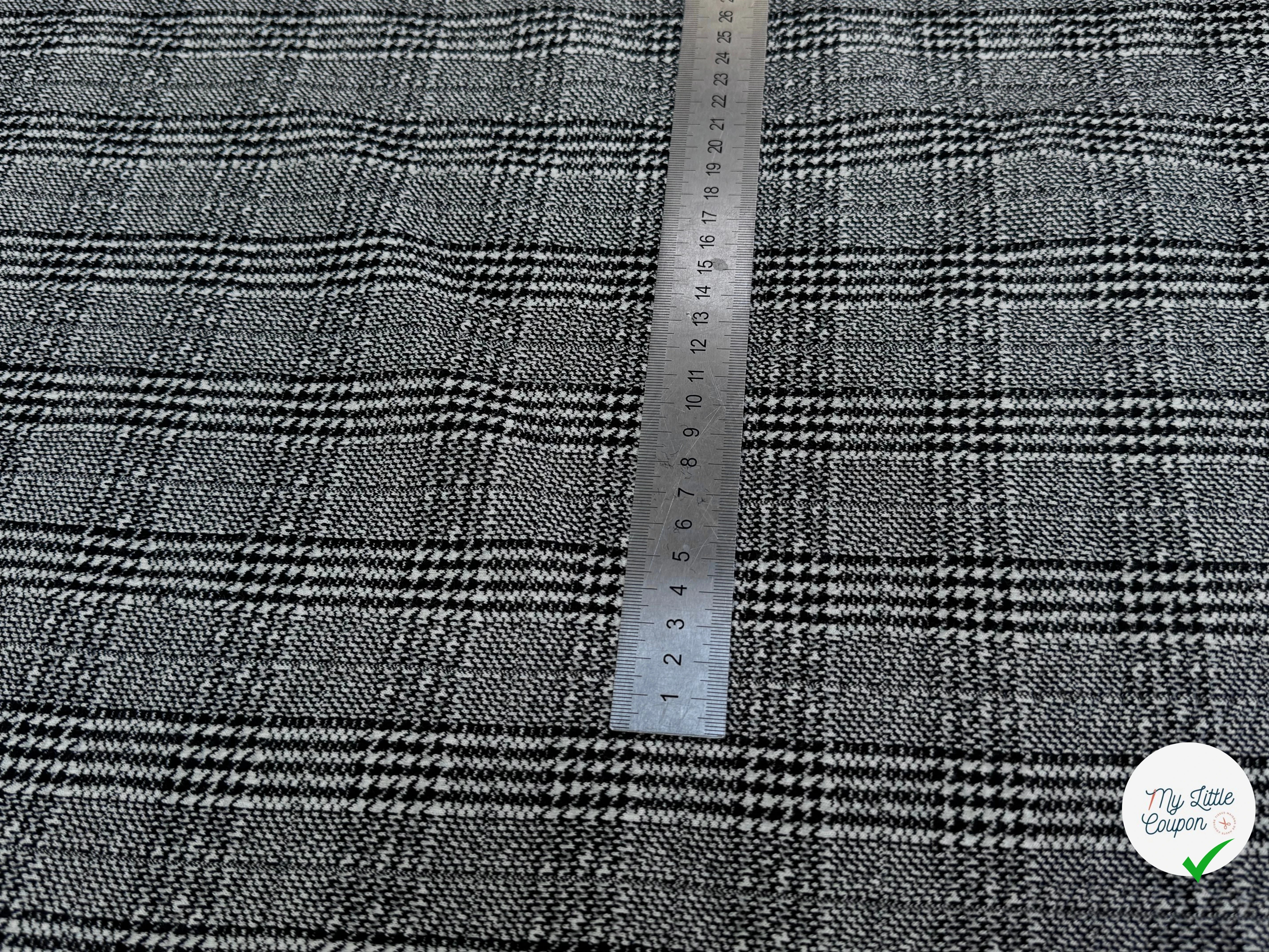 MAILLE COTON LOURDE PRINCE DE GALLES GRIS BLANC NOIR - My Little Coupon