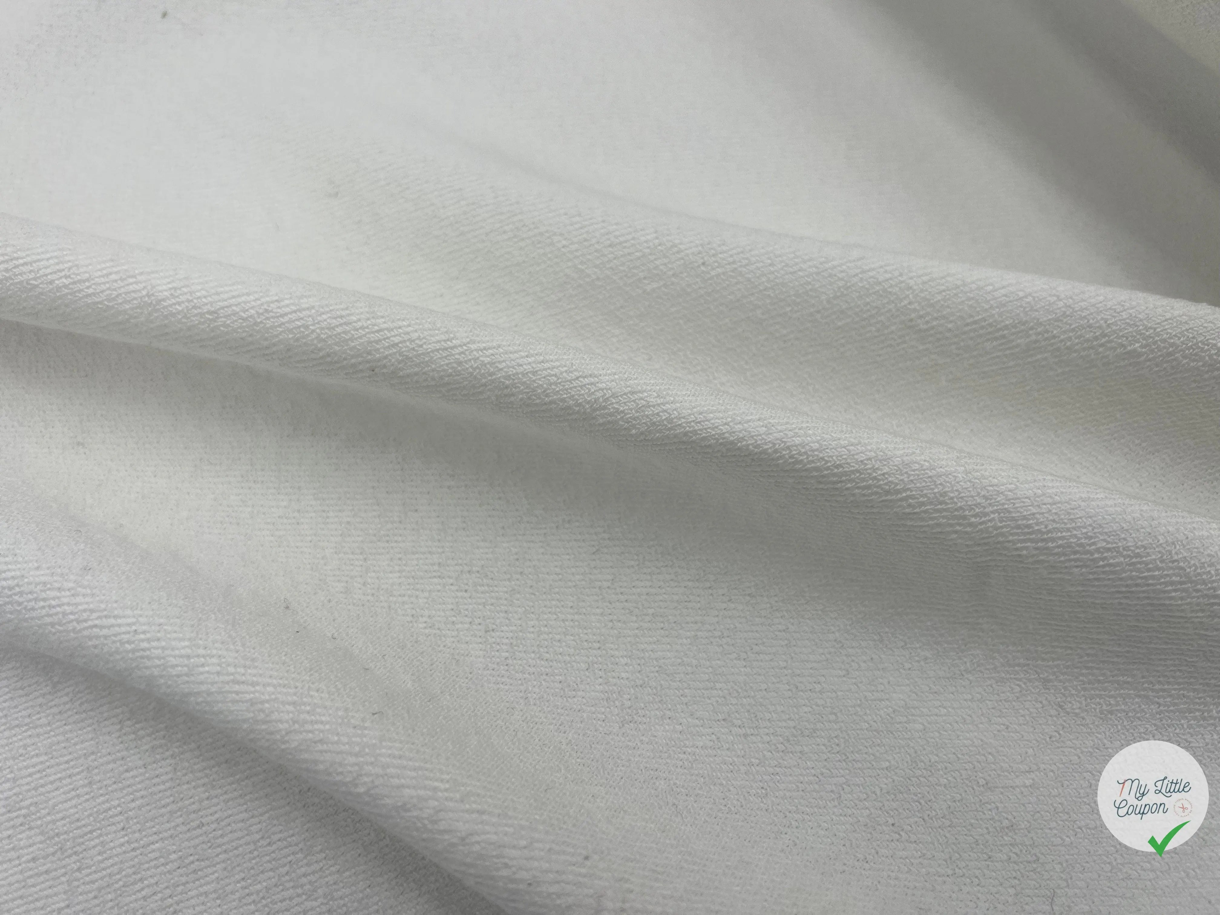 MAILLE DE COTON BLANC STRETCH MOUTONNÉE - My Little Coupon - tissu - coudre