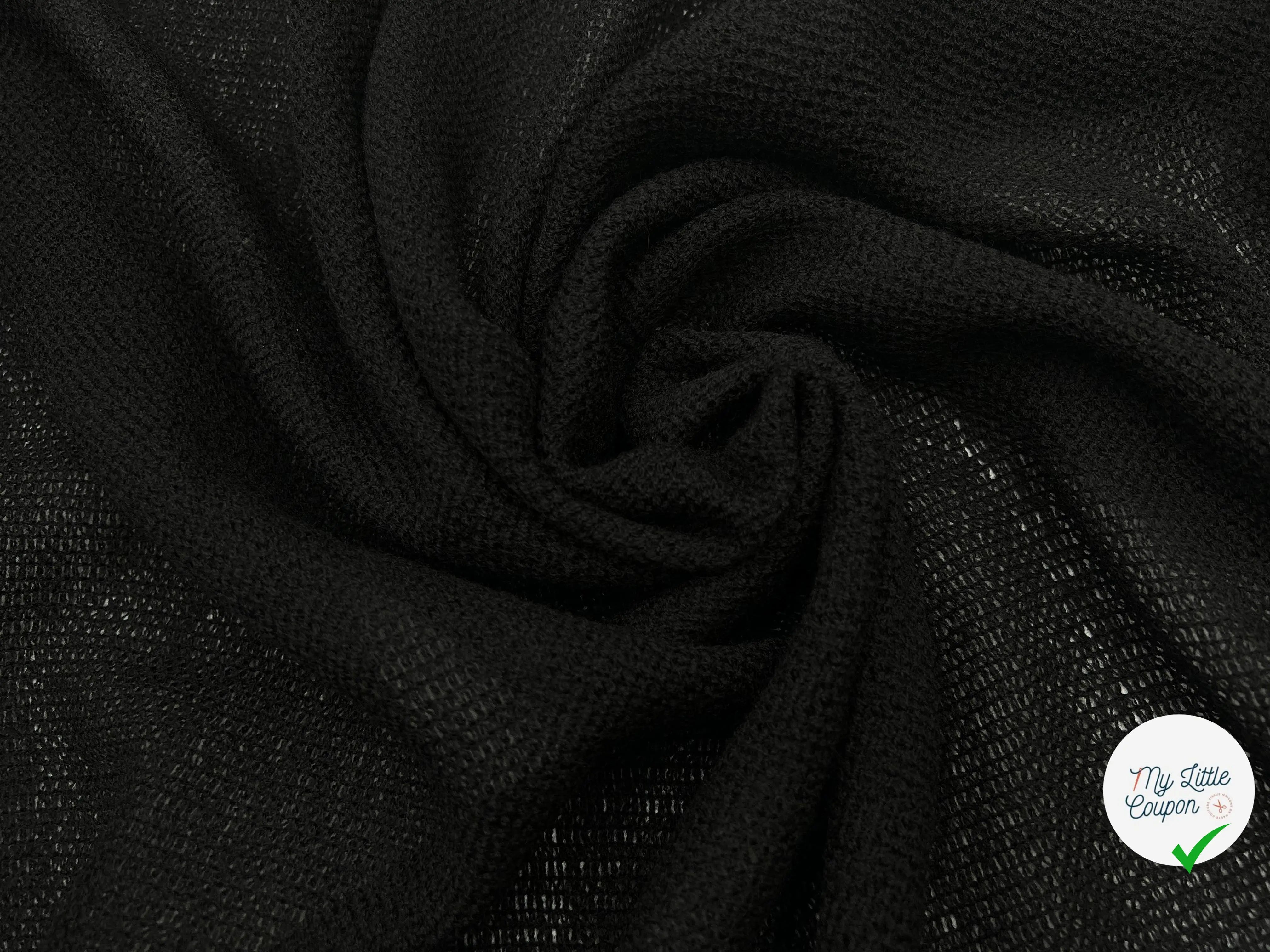 MAILLE DE LAINE TRICOT NOIRE LÉGÈREMENT AJOURÉE - My Little Coupon - tissu - coudre