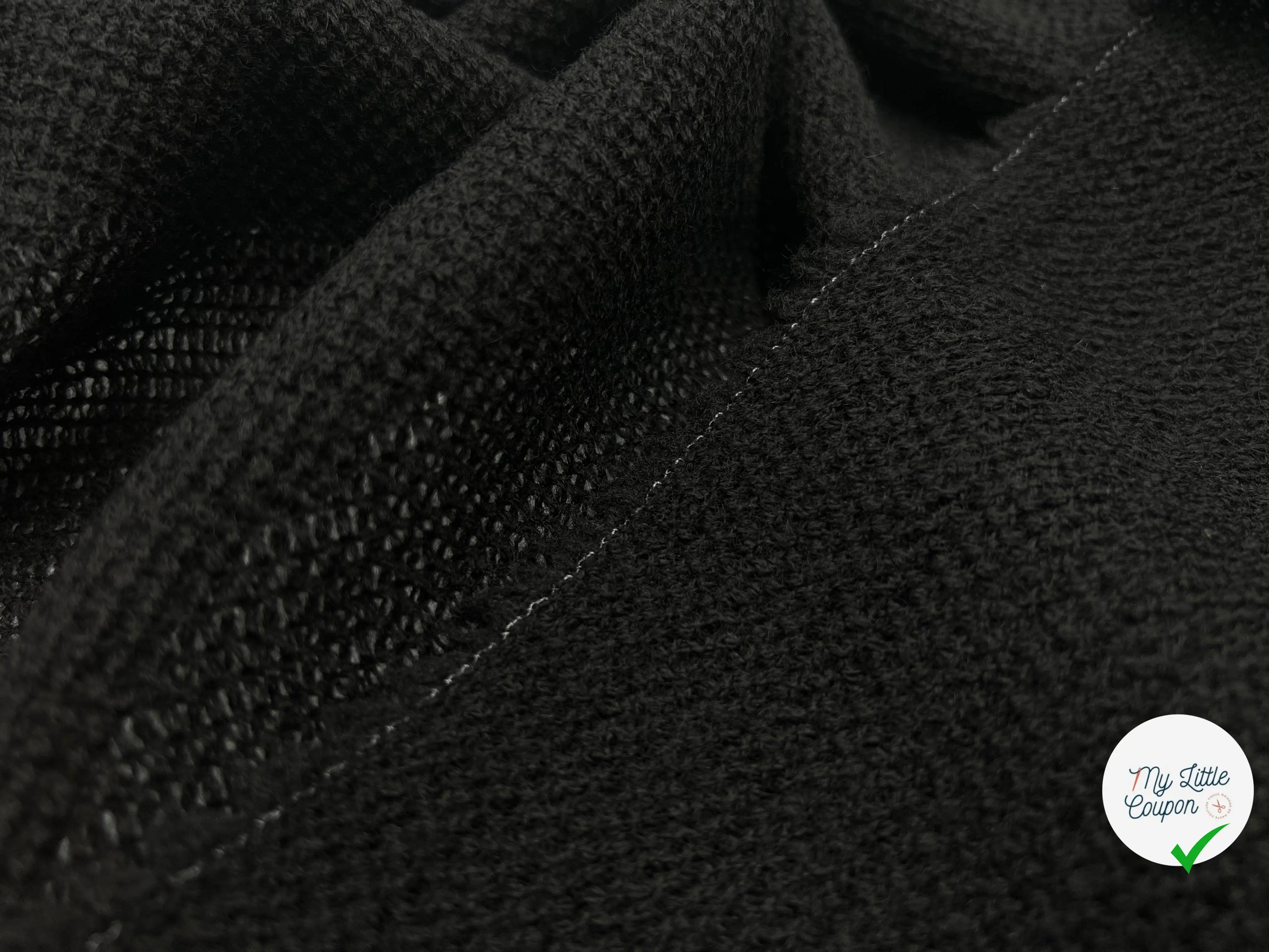 MAILLE DE LAINE TRICOT NOIRE LÉGÈREMENT AJOURÉE - My Little Coupon - tissu - coudre