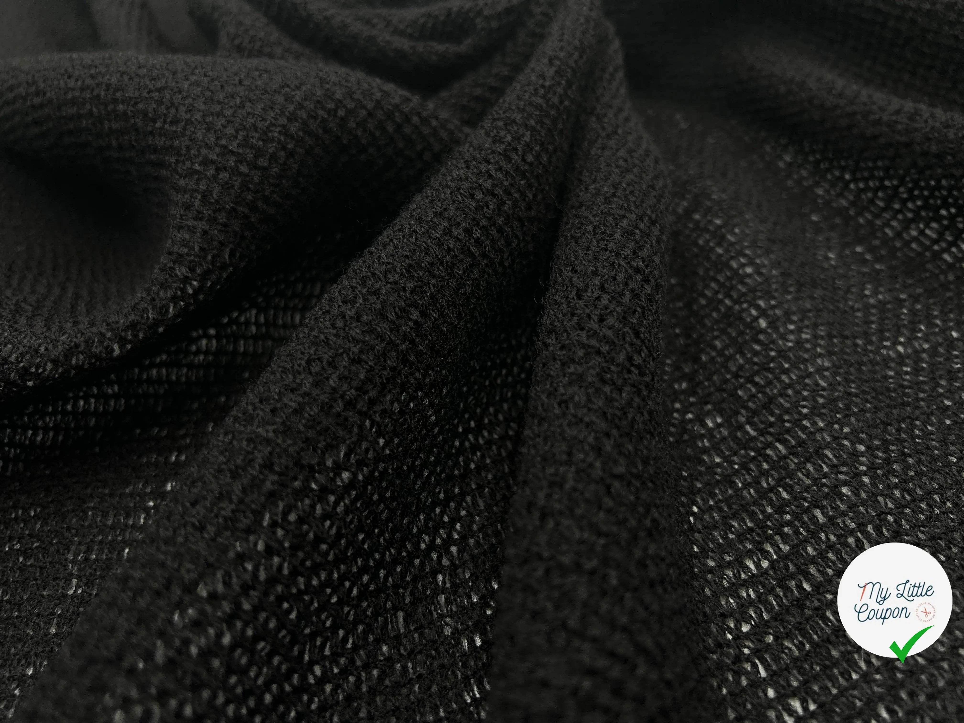 MAILLE DE LAINE TRICOT NOIRE LÉGÈREMENT AJOURÉE - My Little Coupon - tissu - coudre