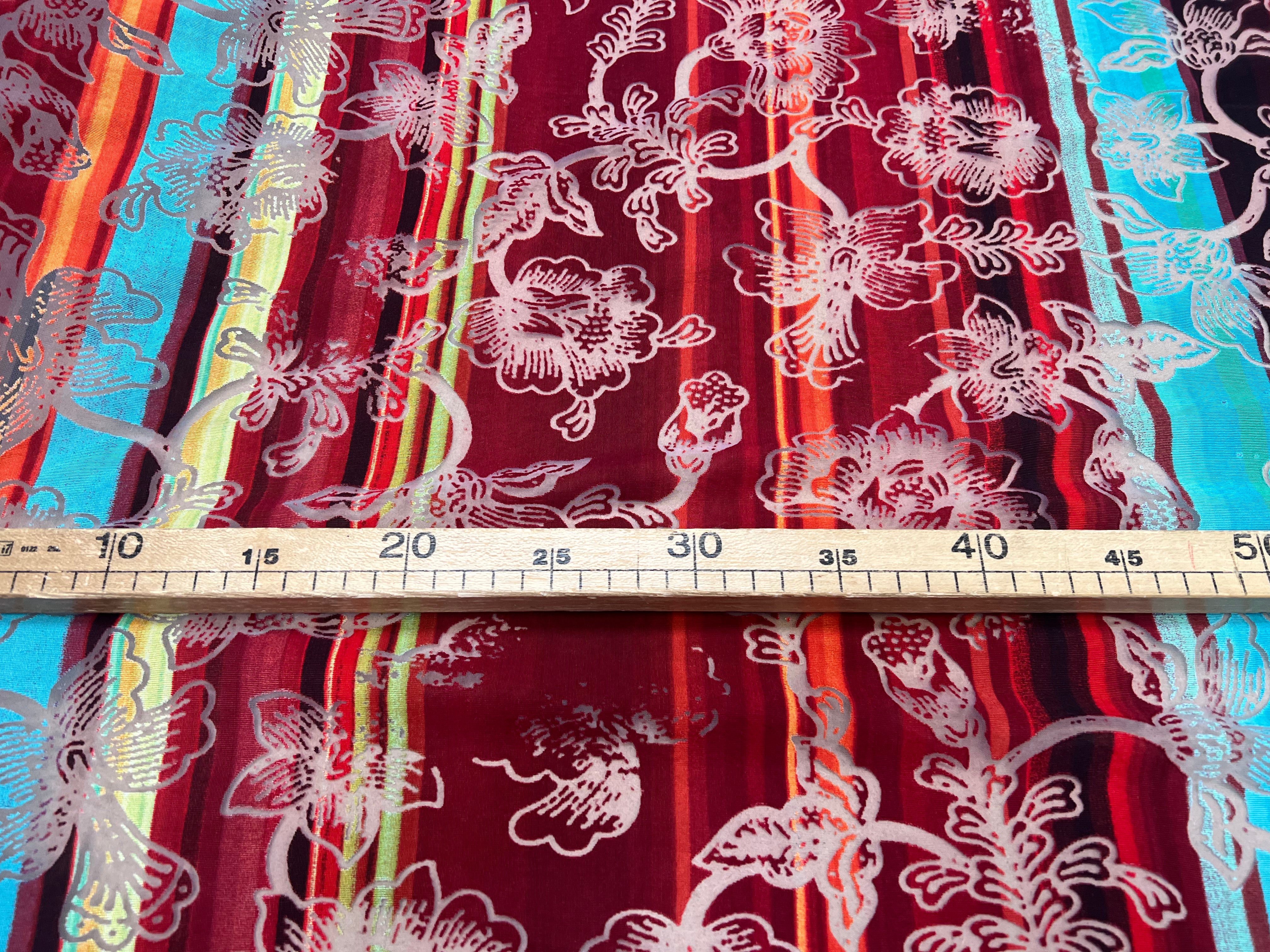 MAILLE DEVORÉE DE FLEURS RAYÉE FOND ROUGE - My Little Coupon