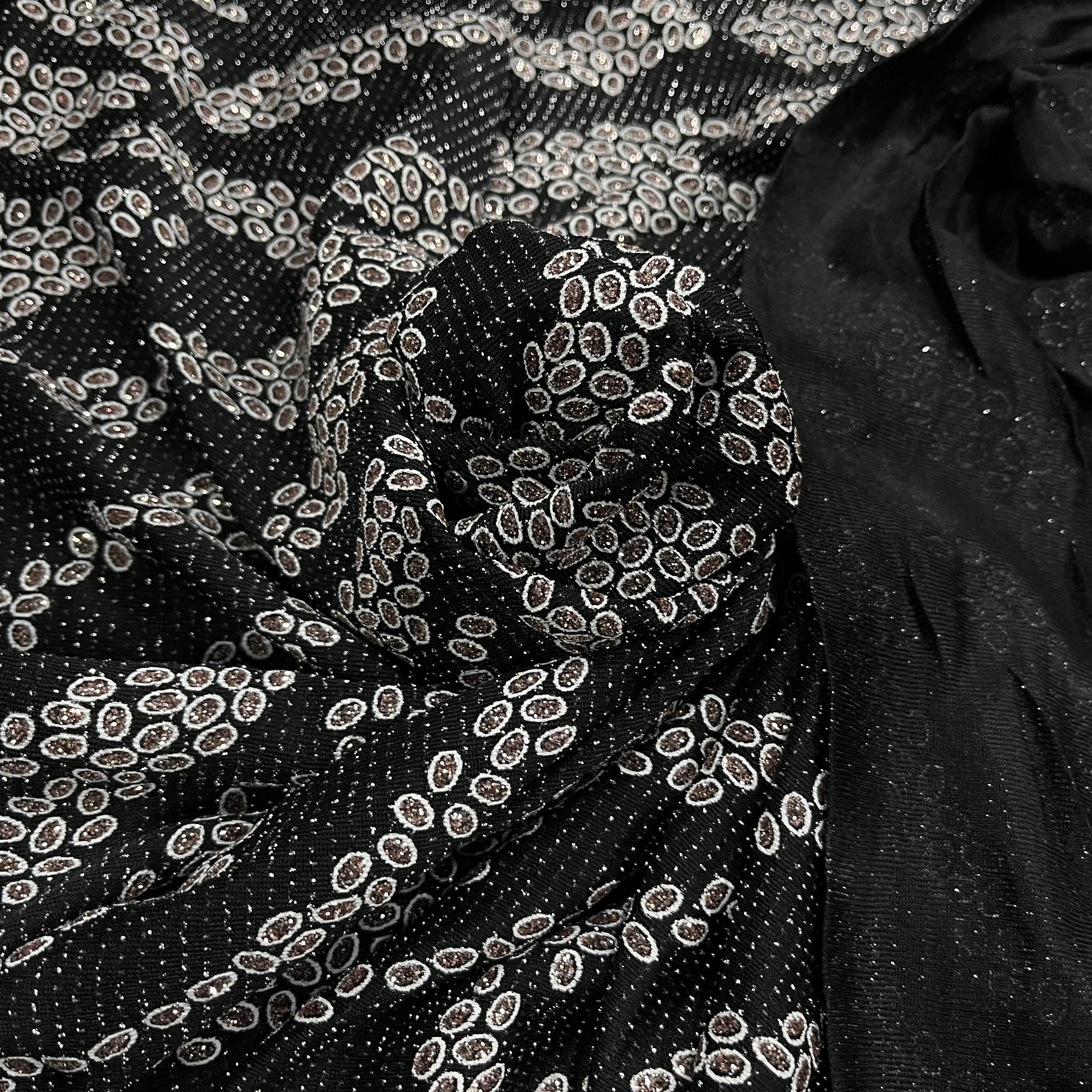 MAILLE DIAMANT ESPRIT FESTIF ARGENT FOND NOIR - My Little Coupon