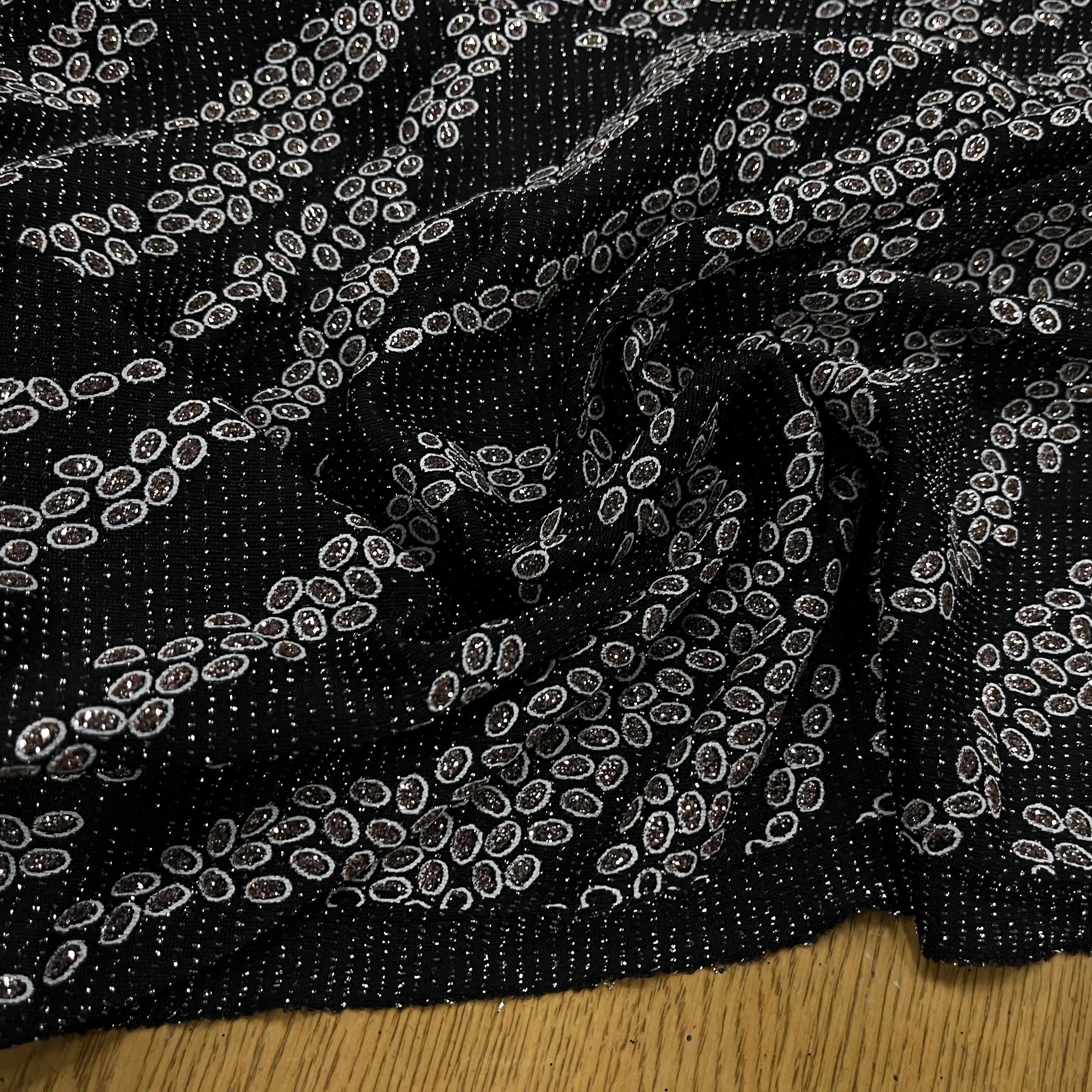 MAILLE DIAMANT ESPRIT FESTIF ARGENT FOND NOIR - My Little Coupon