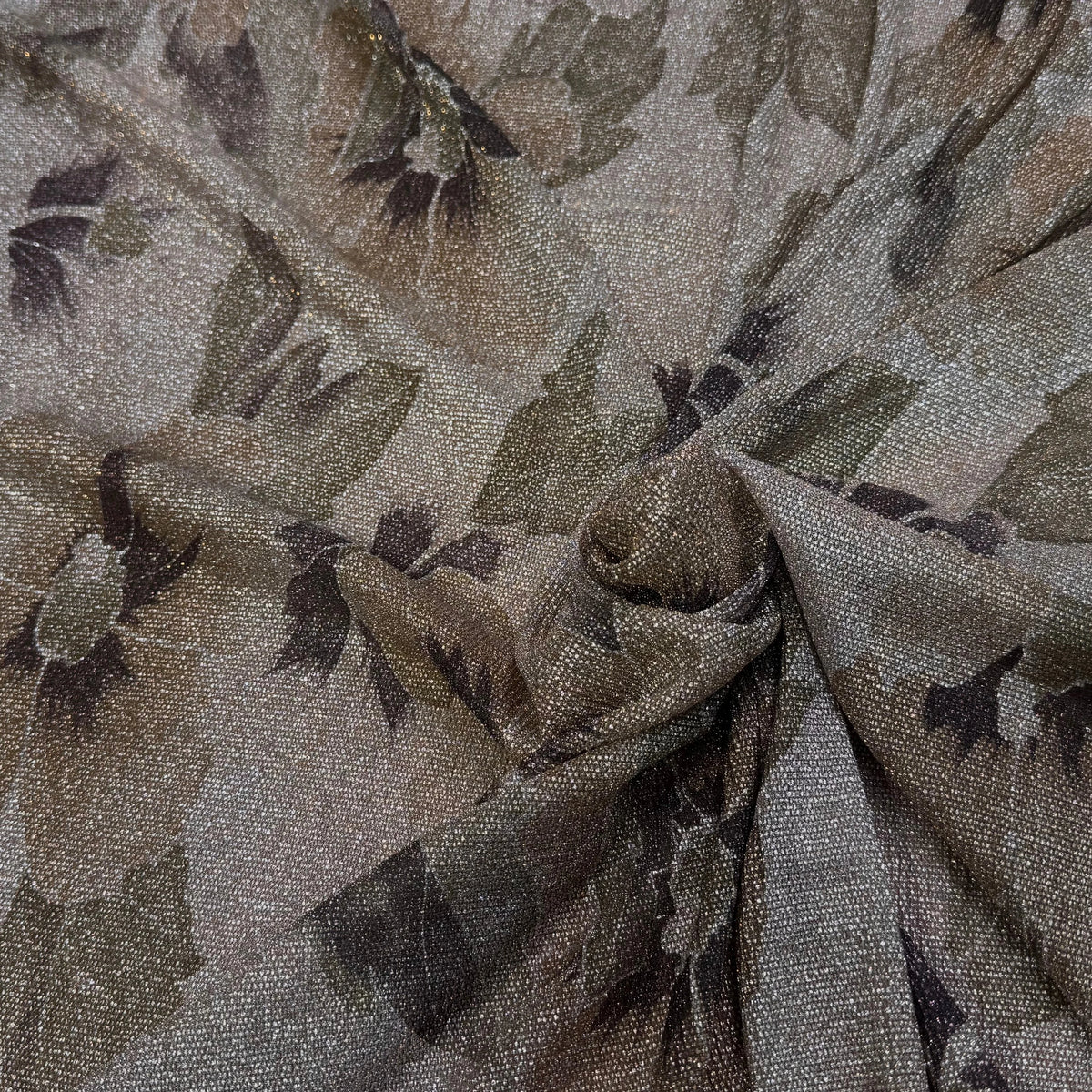 Tissu maille de fête florale beige rosé kaki - tombé du tissu