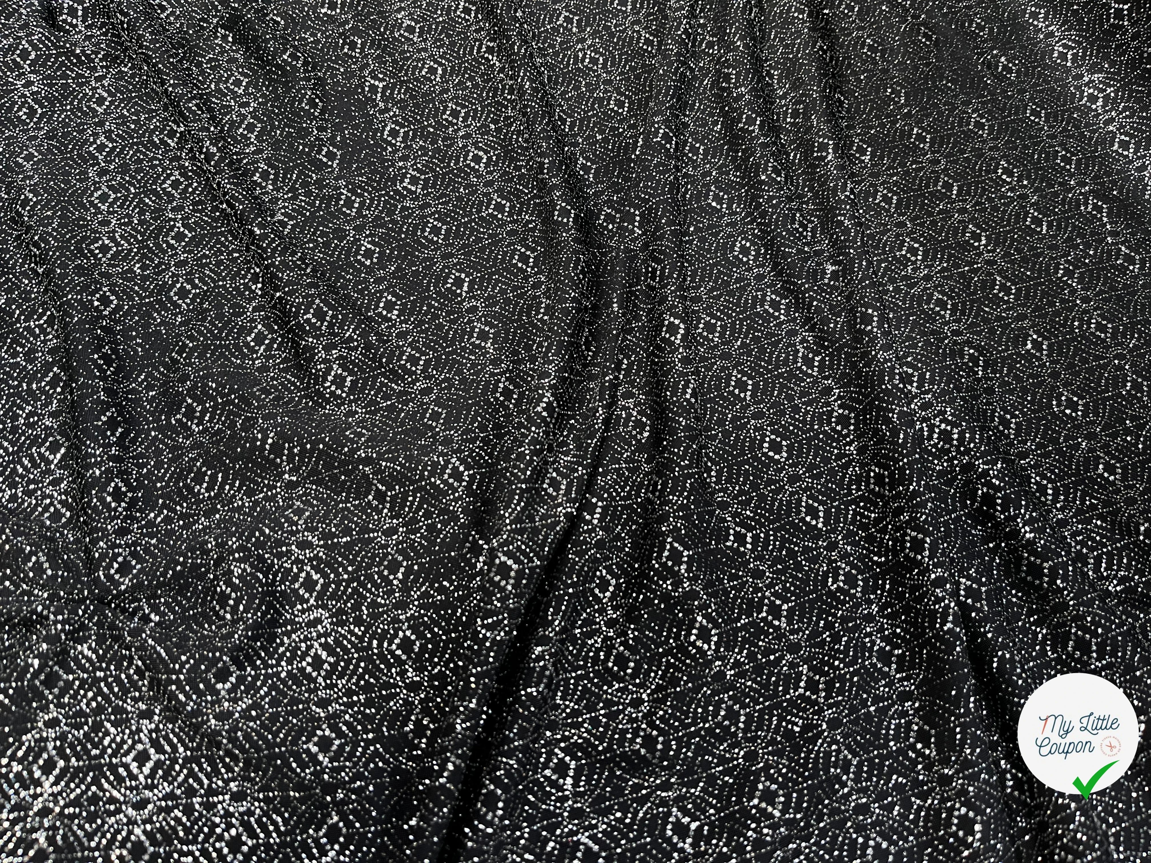 MAILLE FÊTE SÉQUIN MOTIF GLOBE ET GÉOMETRIQUE BLACK&SILVER - My Little Coupon