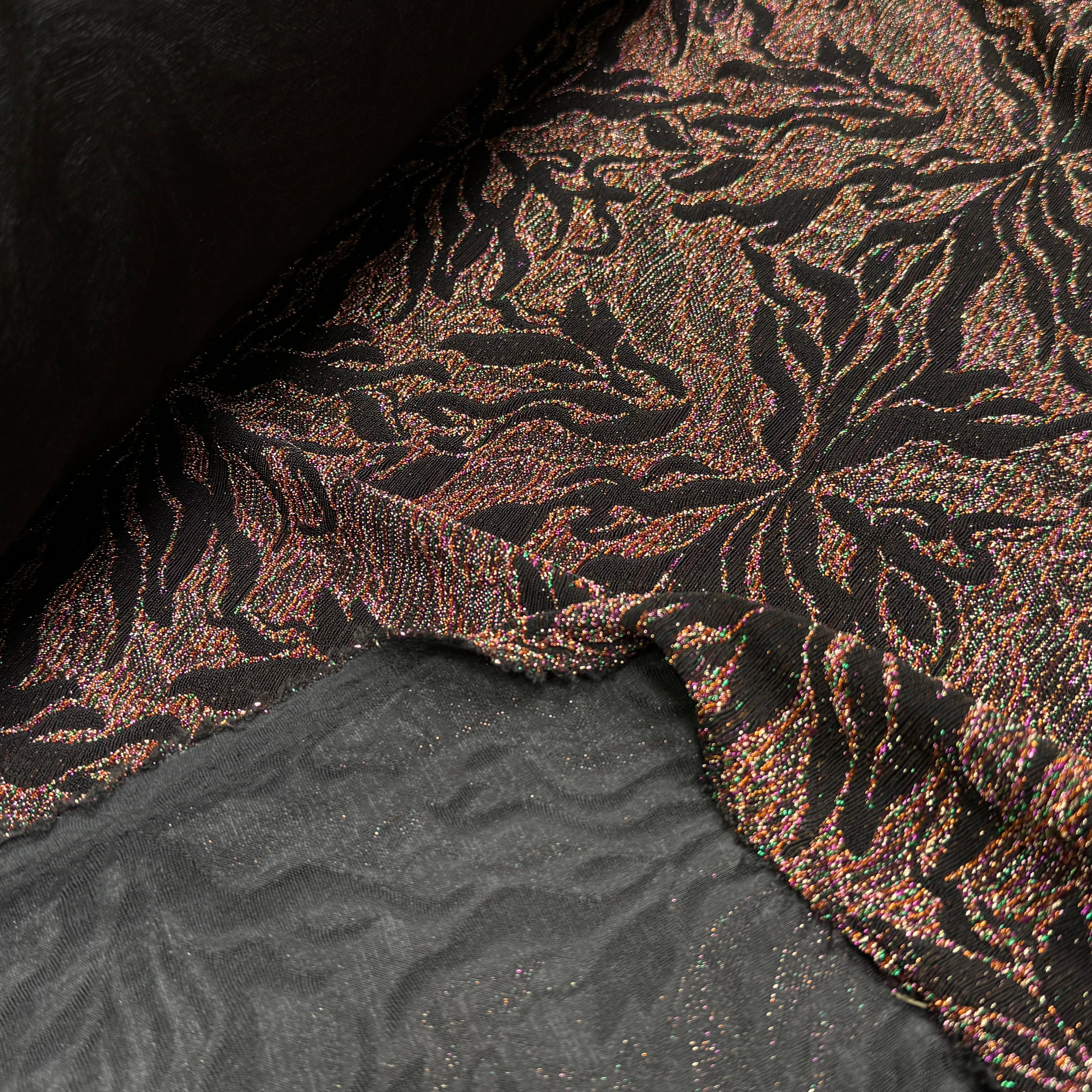 MAILLE FÊTE ULTRA STRETCH BRILLANT FLORAL POLY MULTICOLOR ORANGE - My Little Coupon