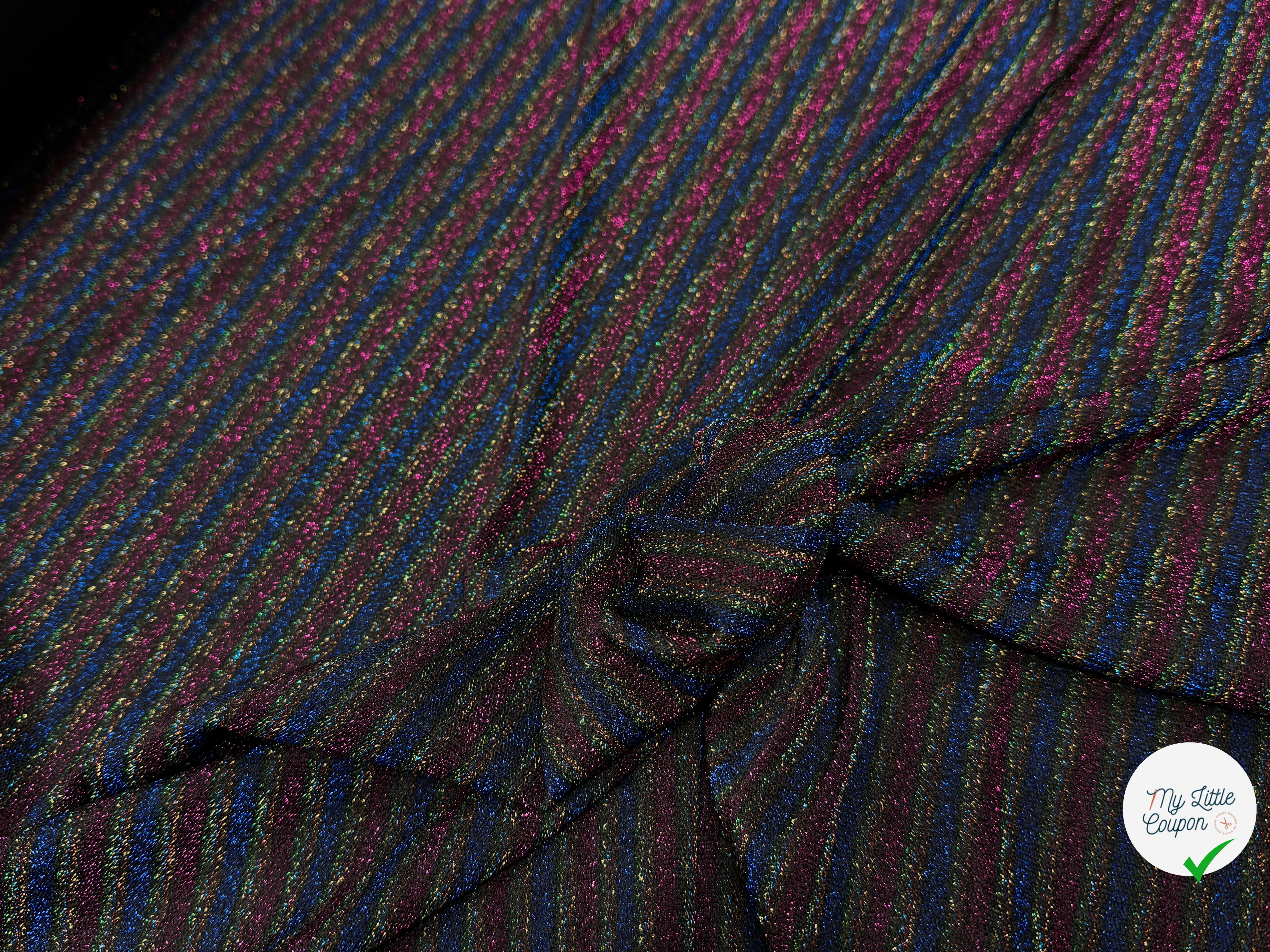 MAILLE FÊTE ULTRA STRETCH BRILLANT MULTICOLORES ROYAL FUSHIA - My Little Coupon