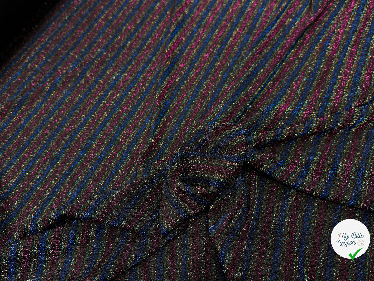 MAILLE FÊTE ULTRA STRETCH BRILLANT MULTICOLORES ROYAL FUSHIA - My Little Coupon