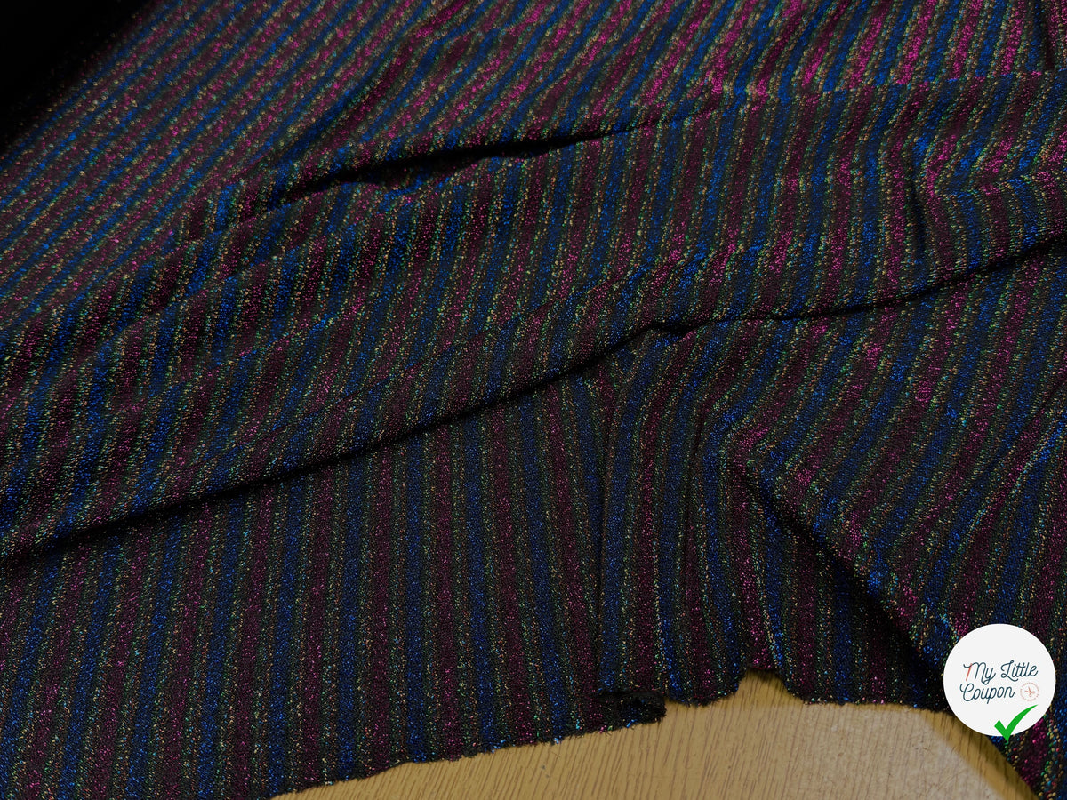 MAILLE FÊTE ULTRA STRETCH BRILLANT MULTICOLORES ROYAL FUSHIA - My Little Coupon
