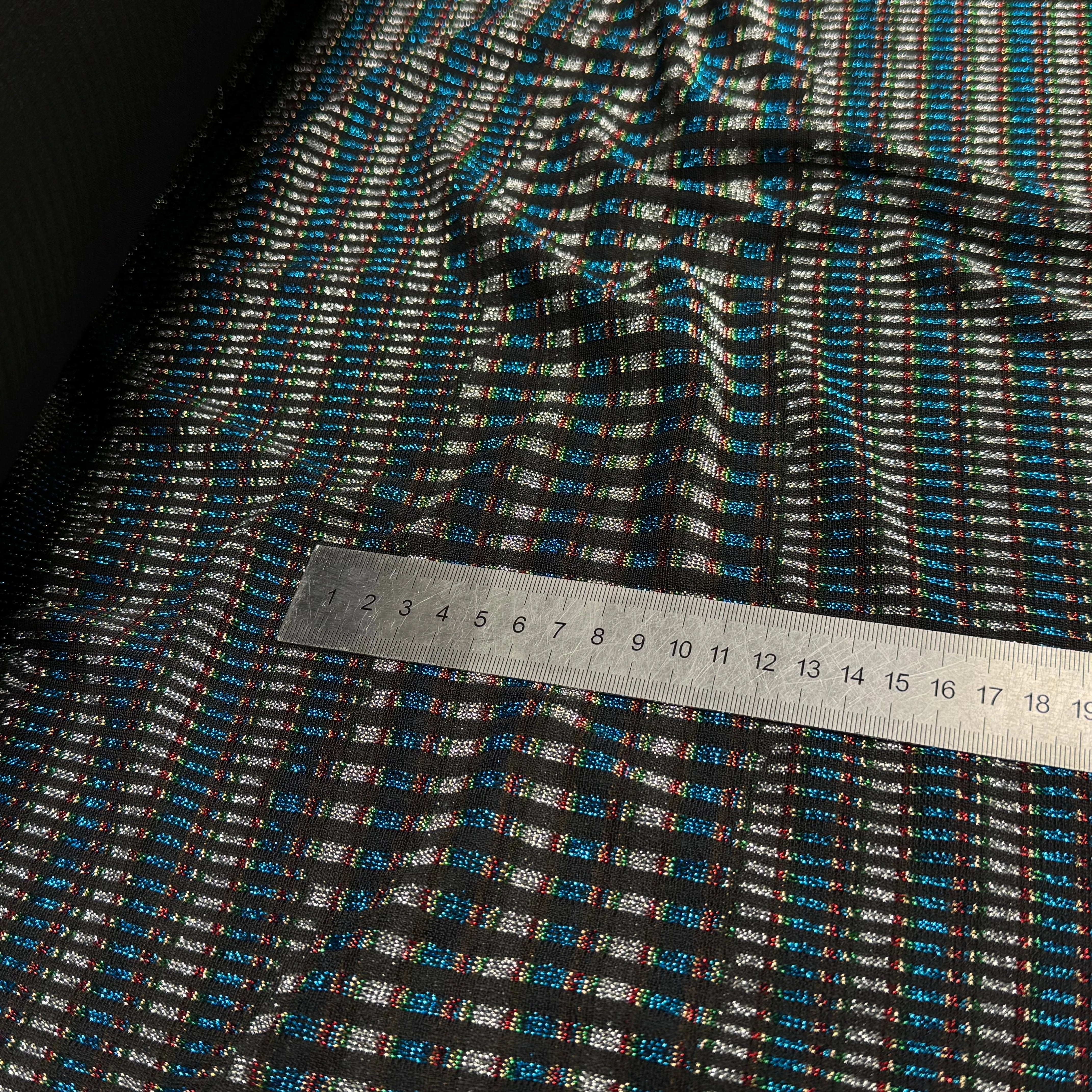 MAILLE FÊTE ULTRA STRETCH BRILLANT POLY INTERLOCK TURQUOISE/RED - My Little Coupon