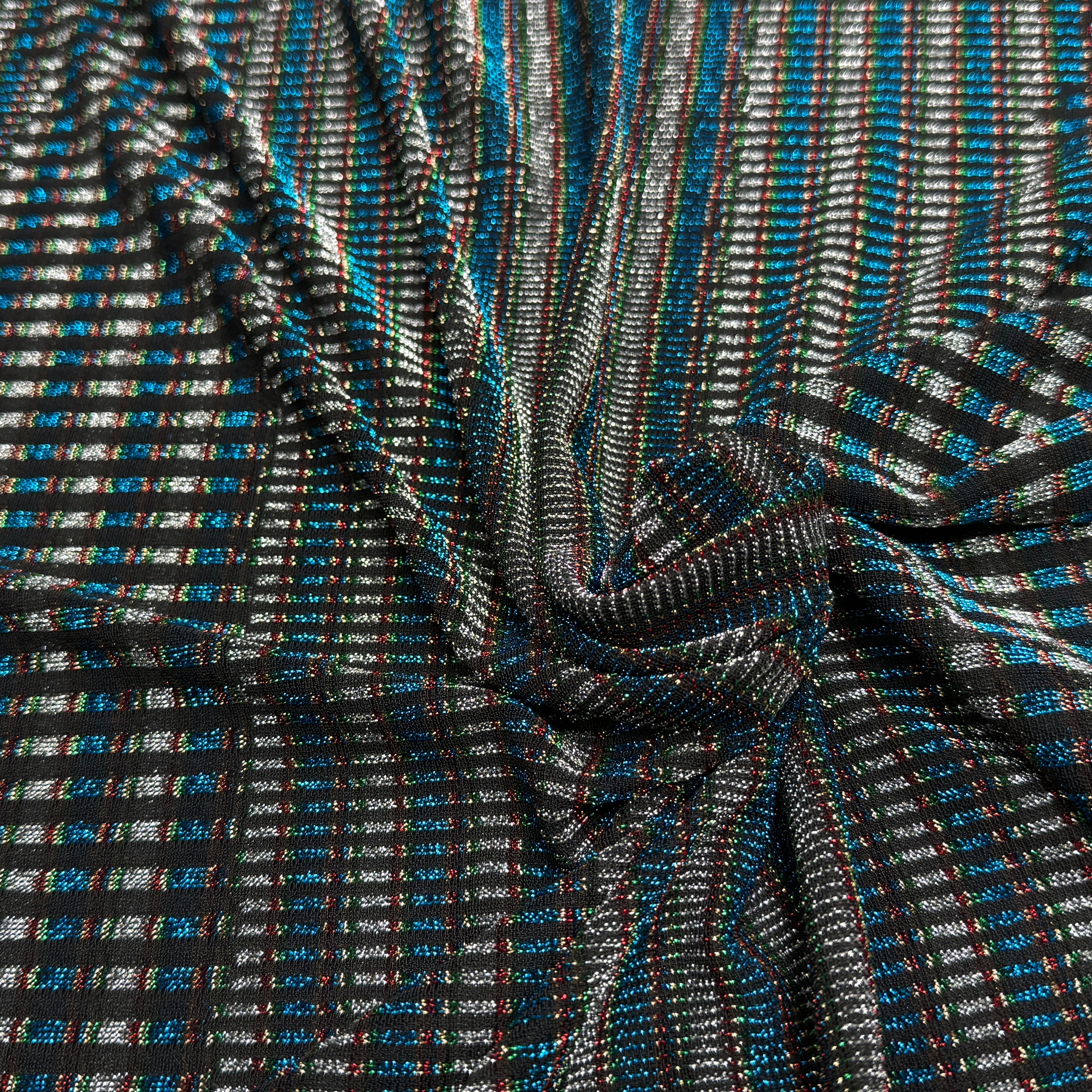 MAILLE FÊTE ULTRA STRETCH BRILLANT POLY INTERLOCK TURQUOISE/RED - My Little Coupon