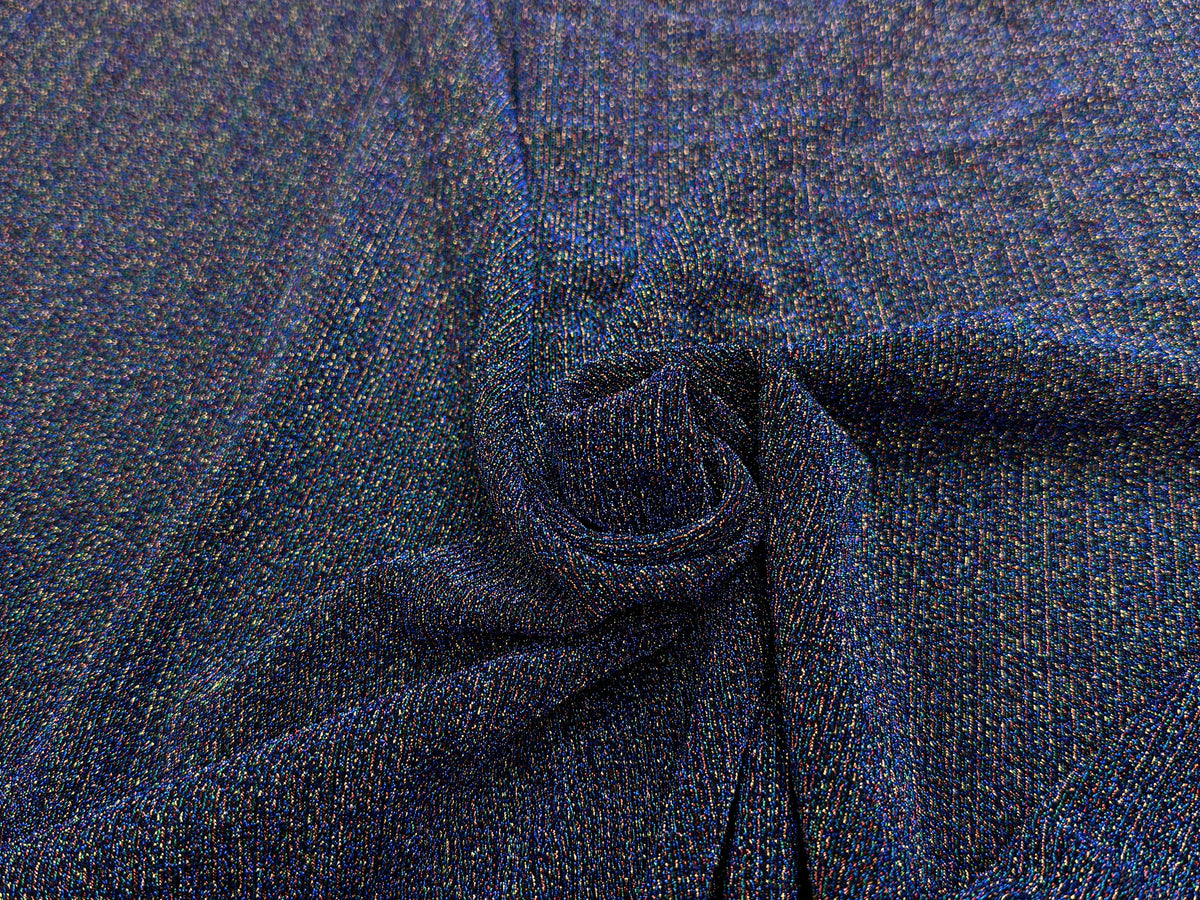 MAILLE FÊTE ULTRA STRETCH BRILLANT POLY MULTICOL INTERLOCK BLEU - My Little Coupon