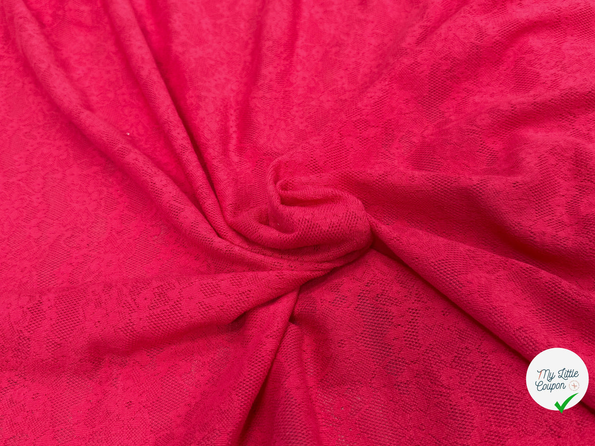 MAILLE JACQUARD DENTELLE MARGUERITE ROUGE/ROSE - My Little Coupon