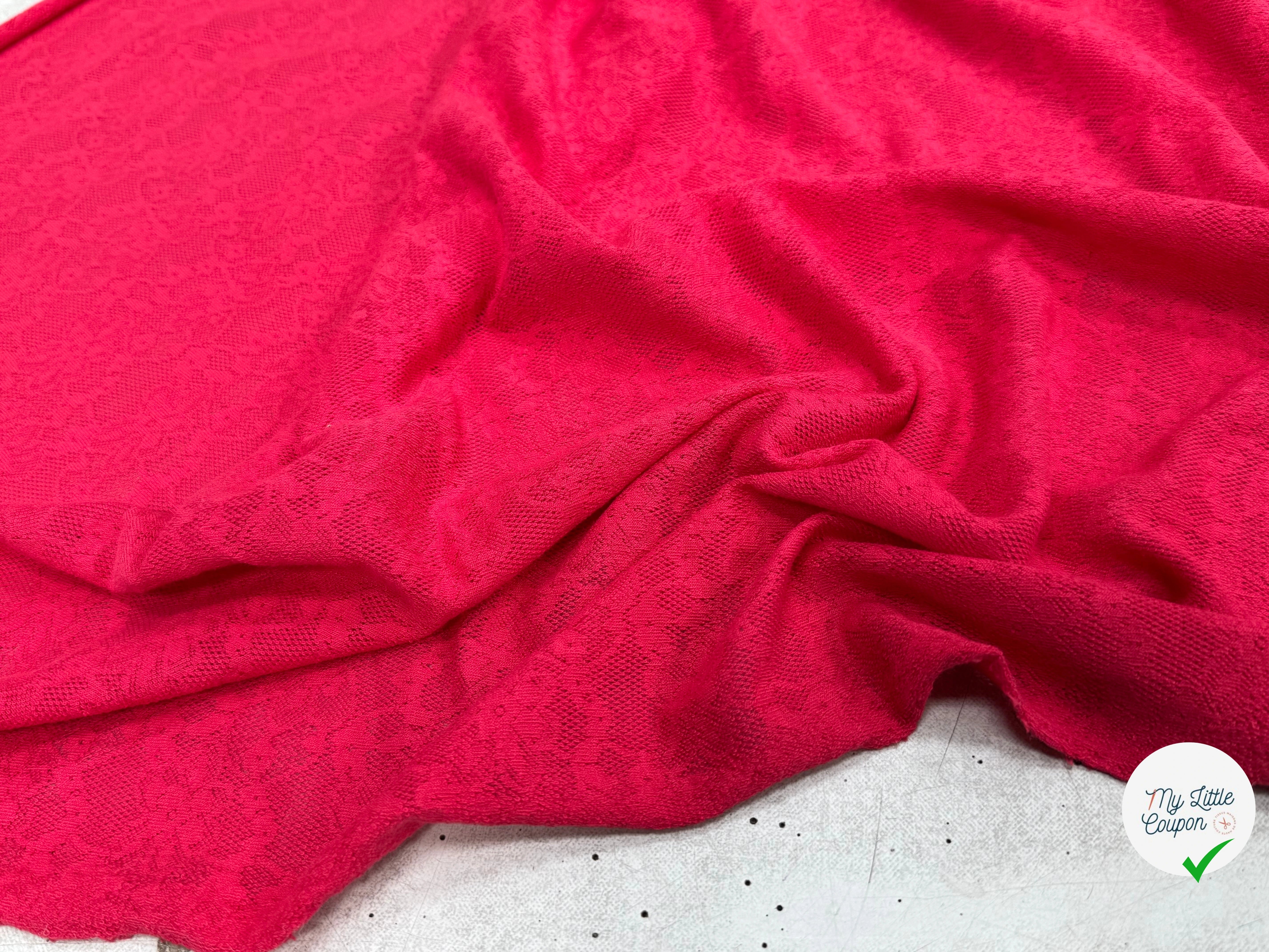 MAILLE JACQUARD DENTELLE MARGUERITE ROUGE(ROSE) - My Little Coupon