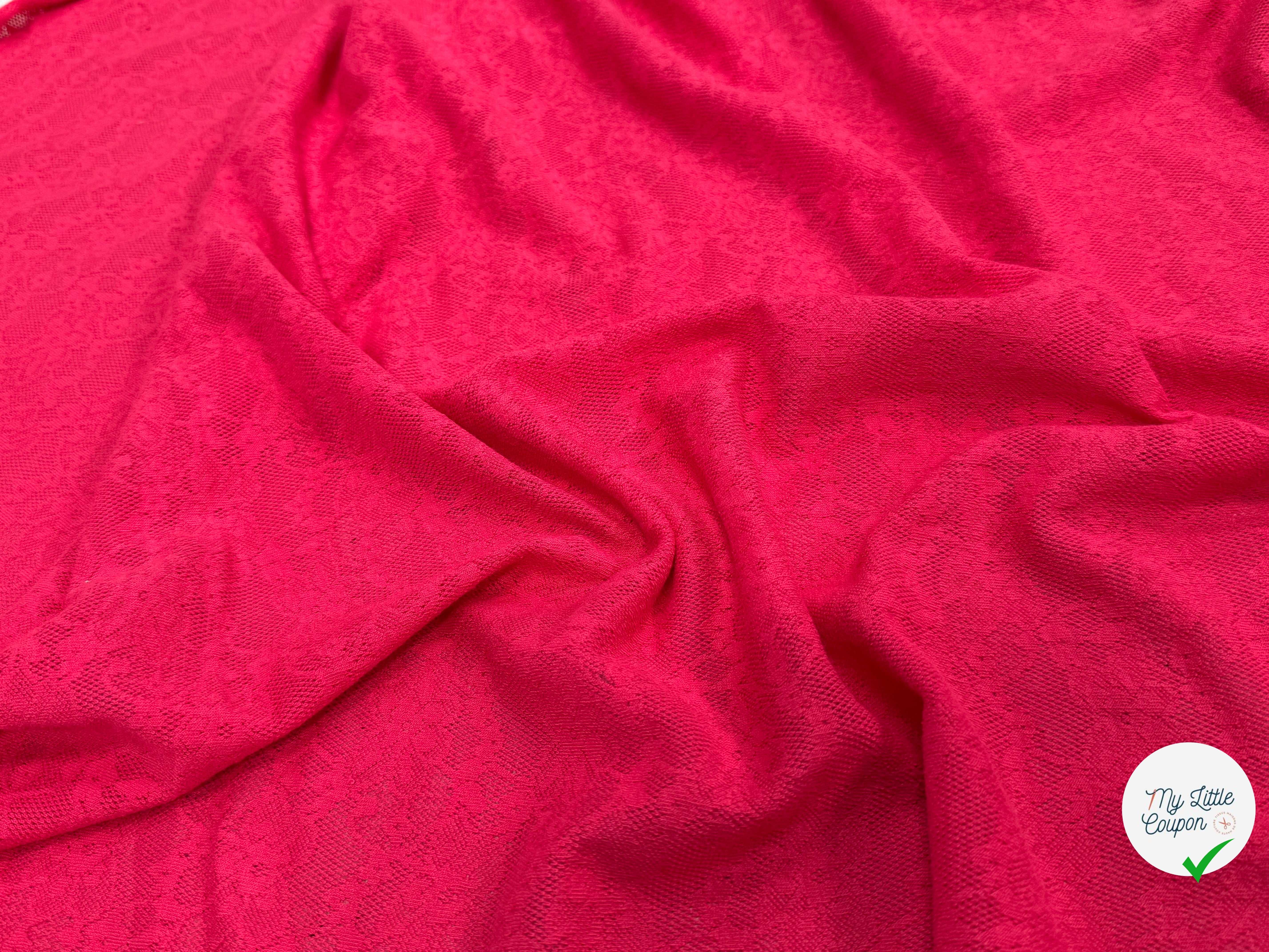 MAILLE JACQUARD DENTELLE MARGUERITE ROUGE(ROSE) - My Little Coupon