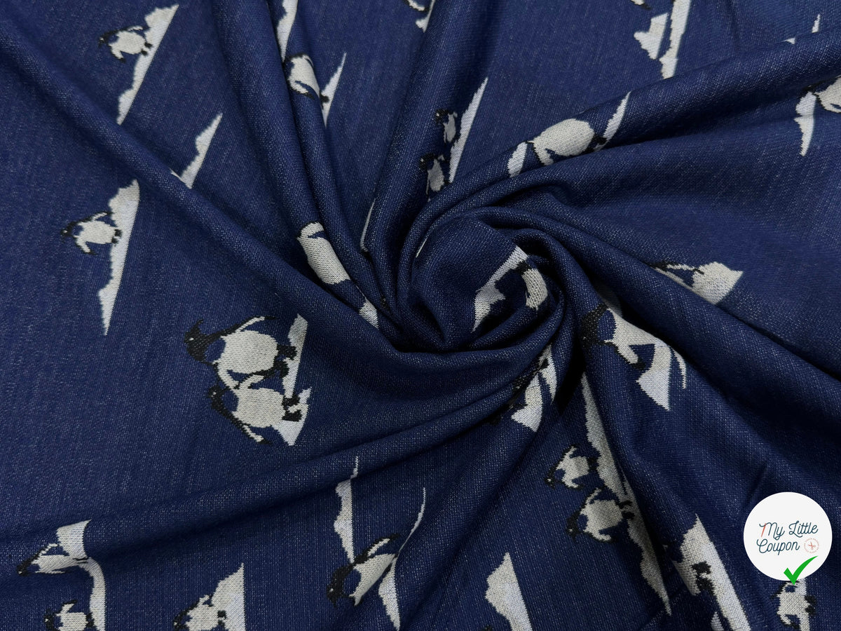 MAILLE JACQUARD ESPRIT MILANO IMPRIMÉ PINGOUINS BLEU MARINE - My Little Coupon