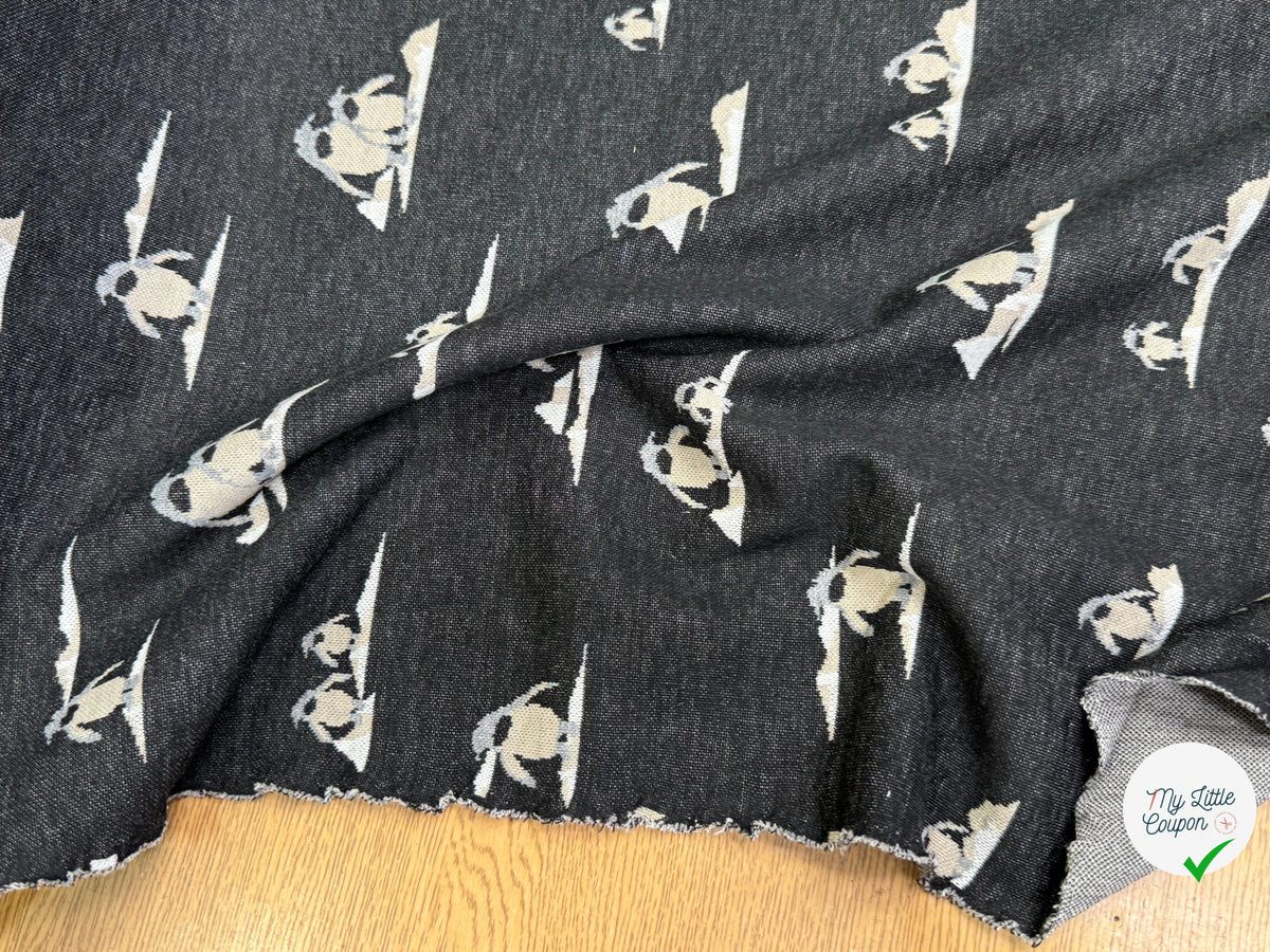MAILLE JACQUARD ESPRIT MILANO IMPRIMÉ PINGOUINS GRIS ANTHRACITE - My Little Coupon