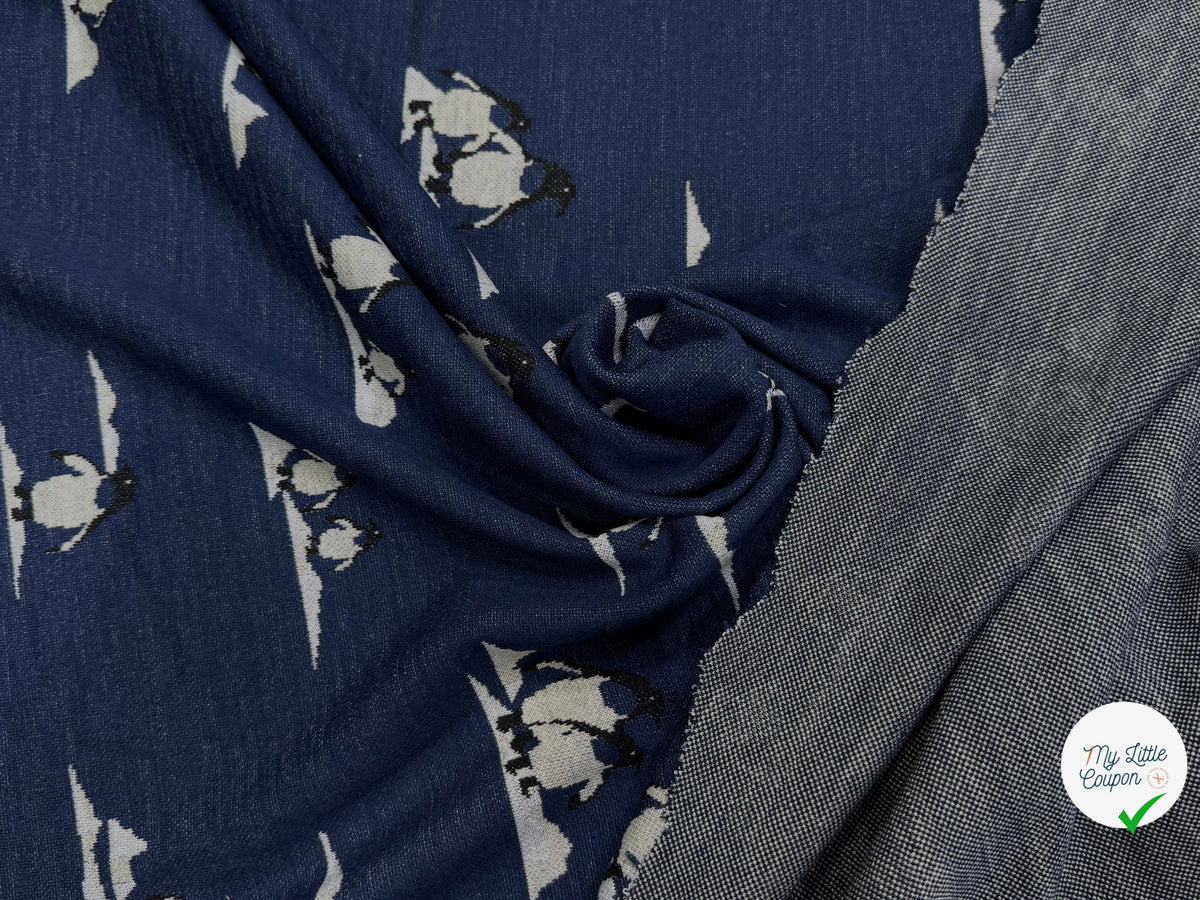 MAILLE JACQUARD ESPRIT MILANO PINGOUINS BLEU MARINE DIVA PINGOUIN MARINE - My Little Coupon