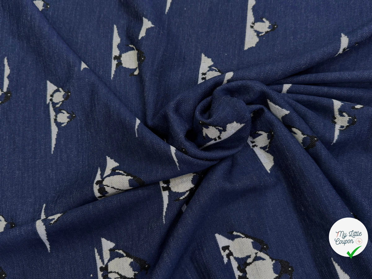 MAILLE JACQUARD ESPRIT MILANO PINGOUINS BLEU MARINE DIVA PINGOUIN MARINE - My Little Coupon