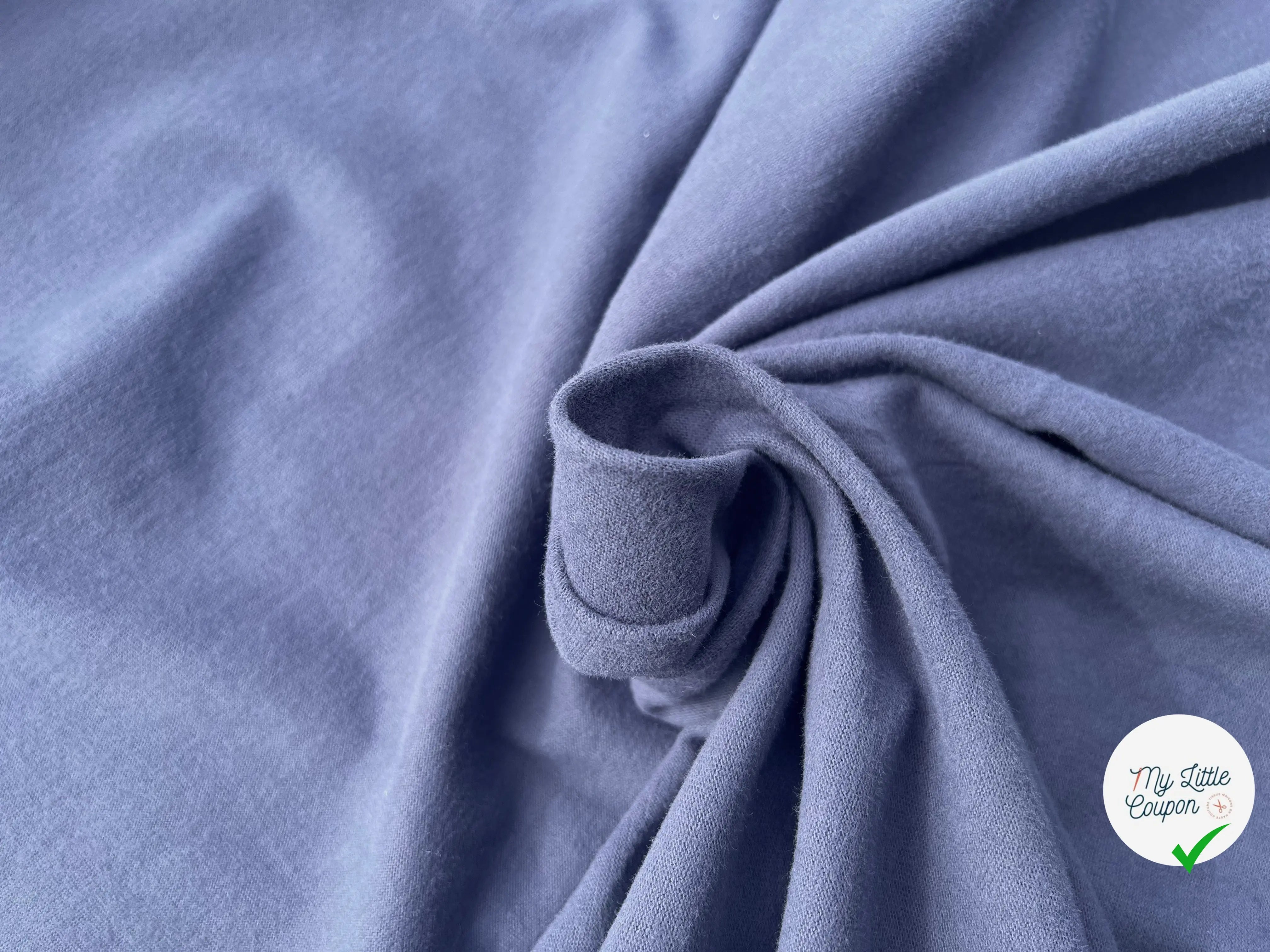 MAILLE JERSEY COTON GRIS BLEUTÉ DÉLICE DUVETEUX MSO