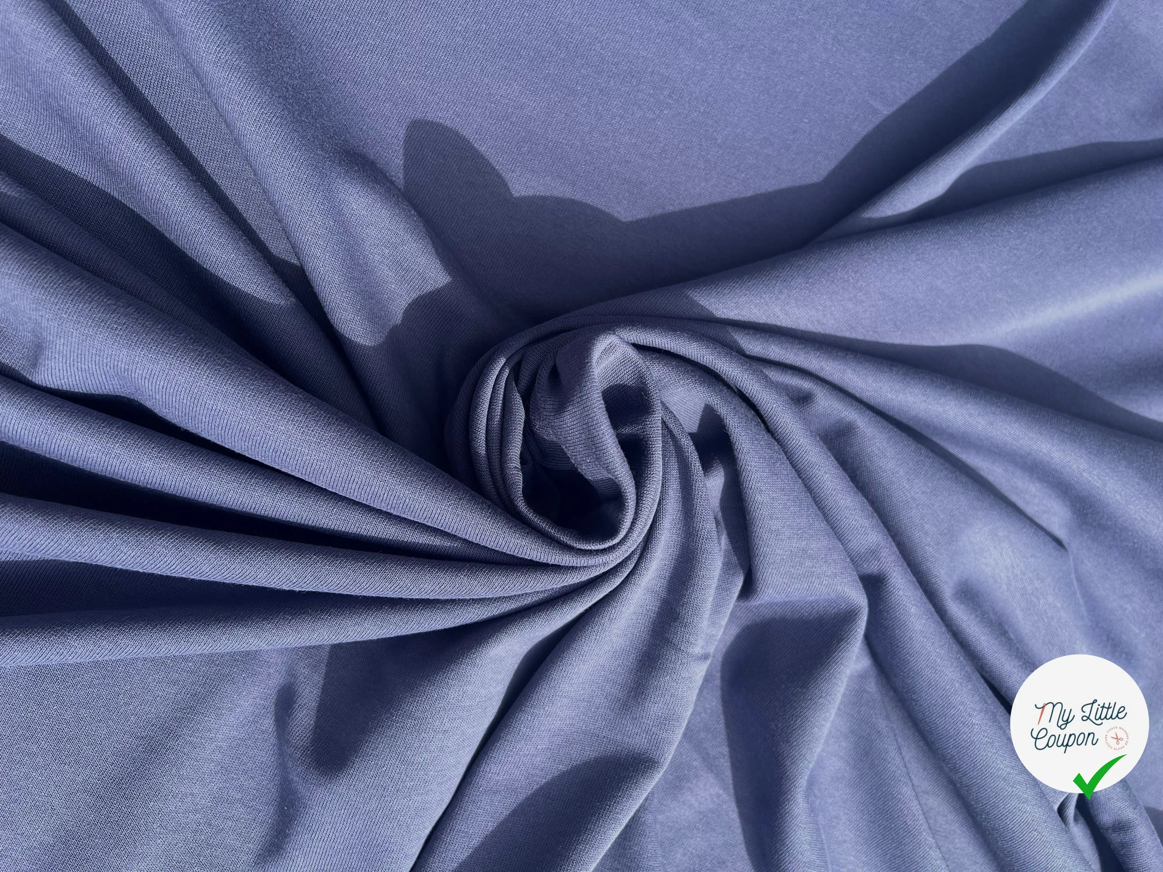 MAILLE JERSEY COTON GRIS BLEUTÉ DÉLICE DUVETEUX MSO