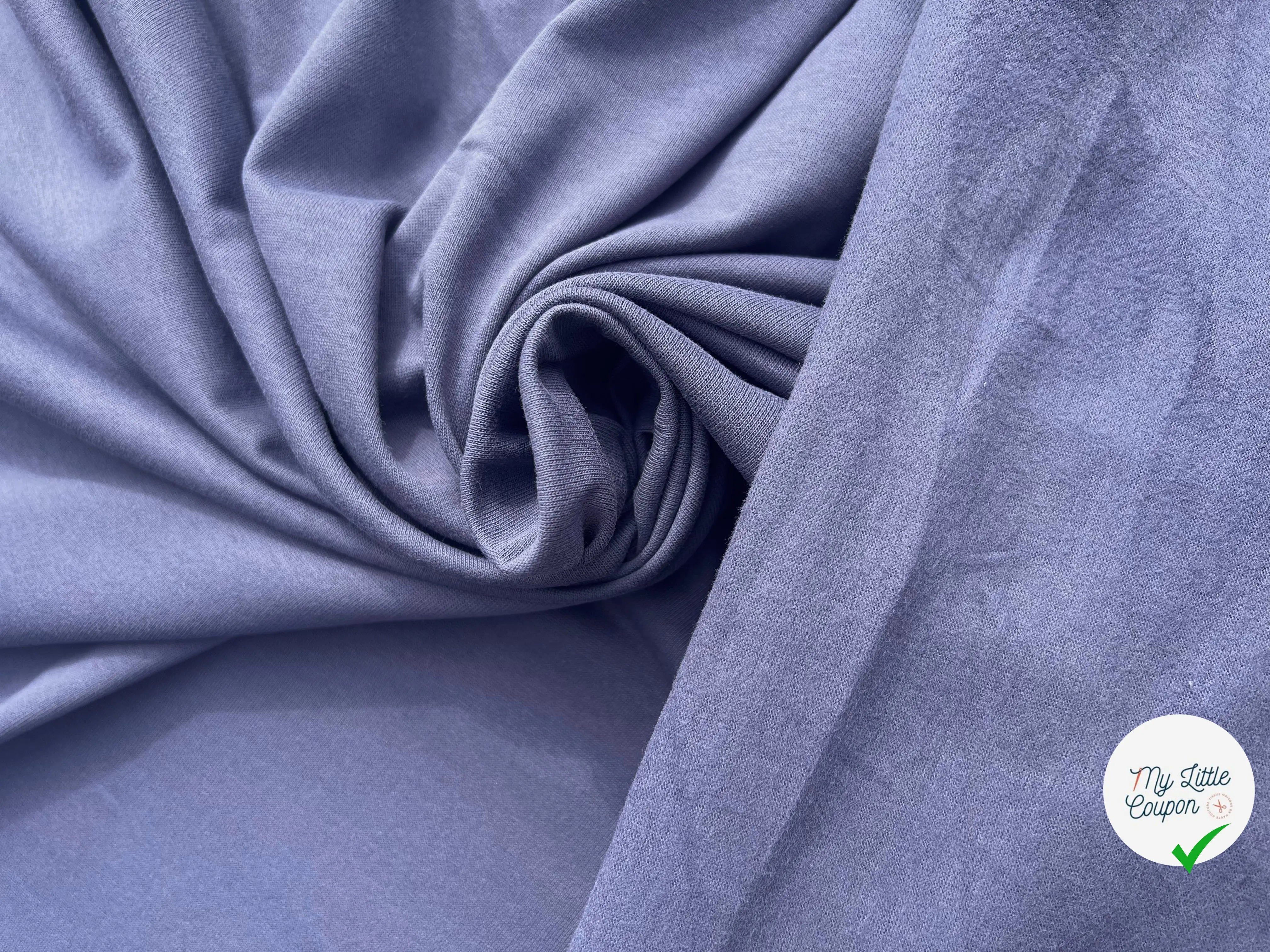MAILLE JERSEY COTON GRIS BLEUTÉ DÉLICE DUVETEUX MSO