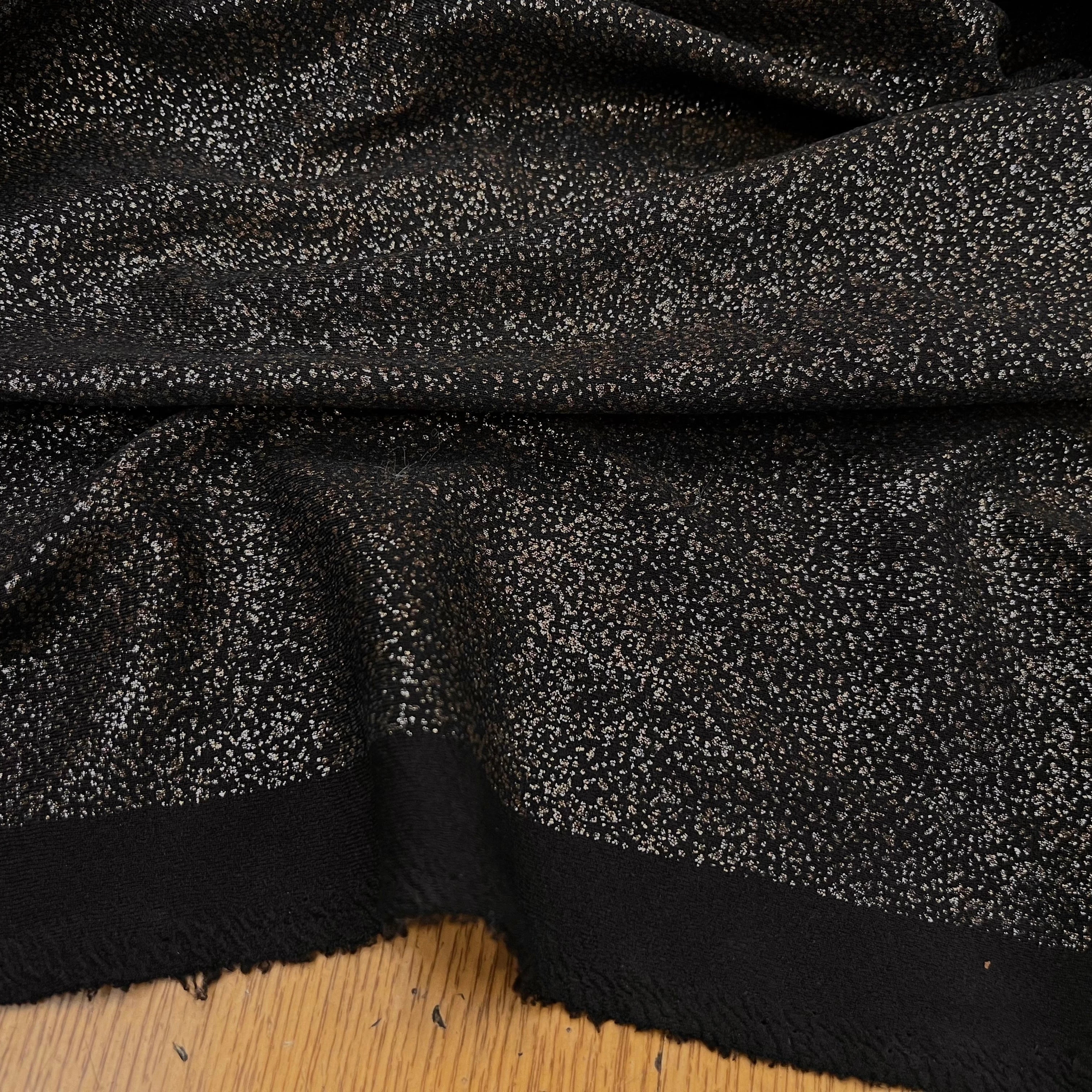 MAILLE JERSEY FOND NOIR POINT ARGENTÉ REFLET BRONZE - My Little Coupon