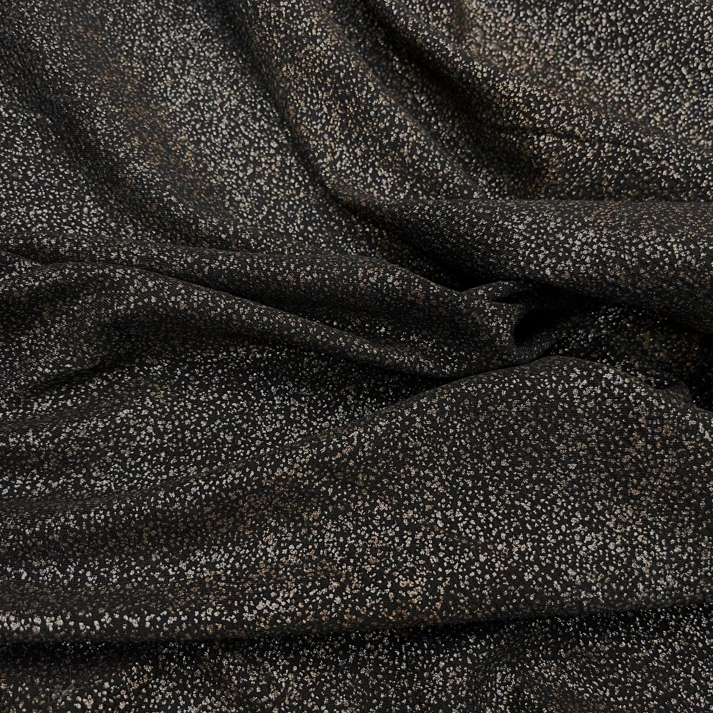 MAILLE JERSEY FOND NOIR POINT ARGENTÉ REFLET BRONZE - My Little Coupon