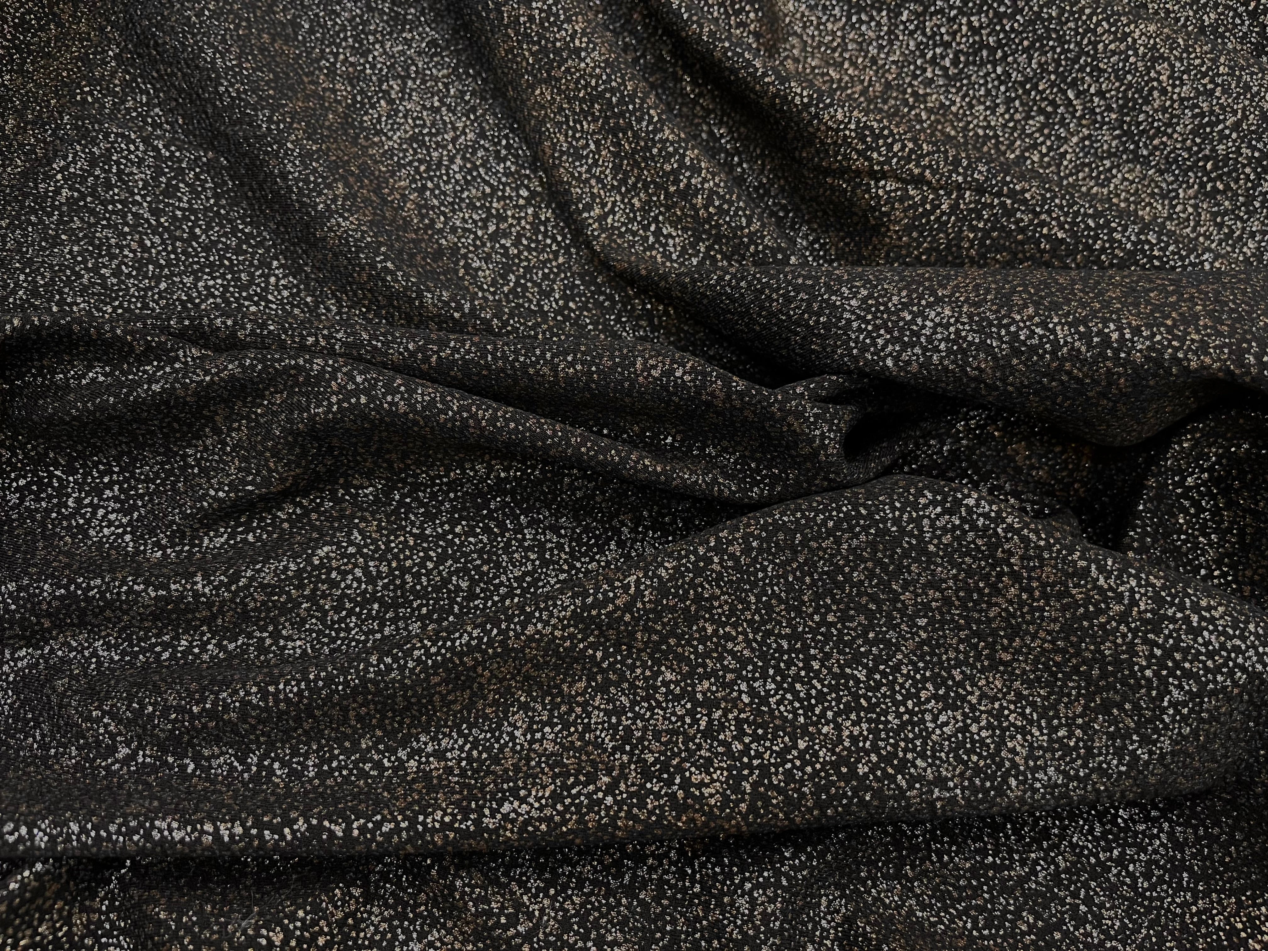 MAILLE JERSEY FOND NOIR POINT ARGENTÉ REFLET BRONZE - My Little Coupon