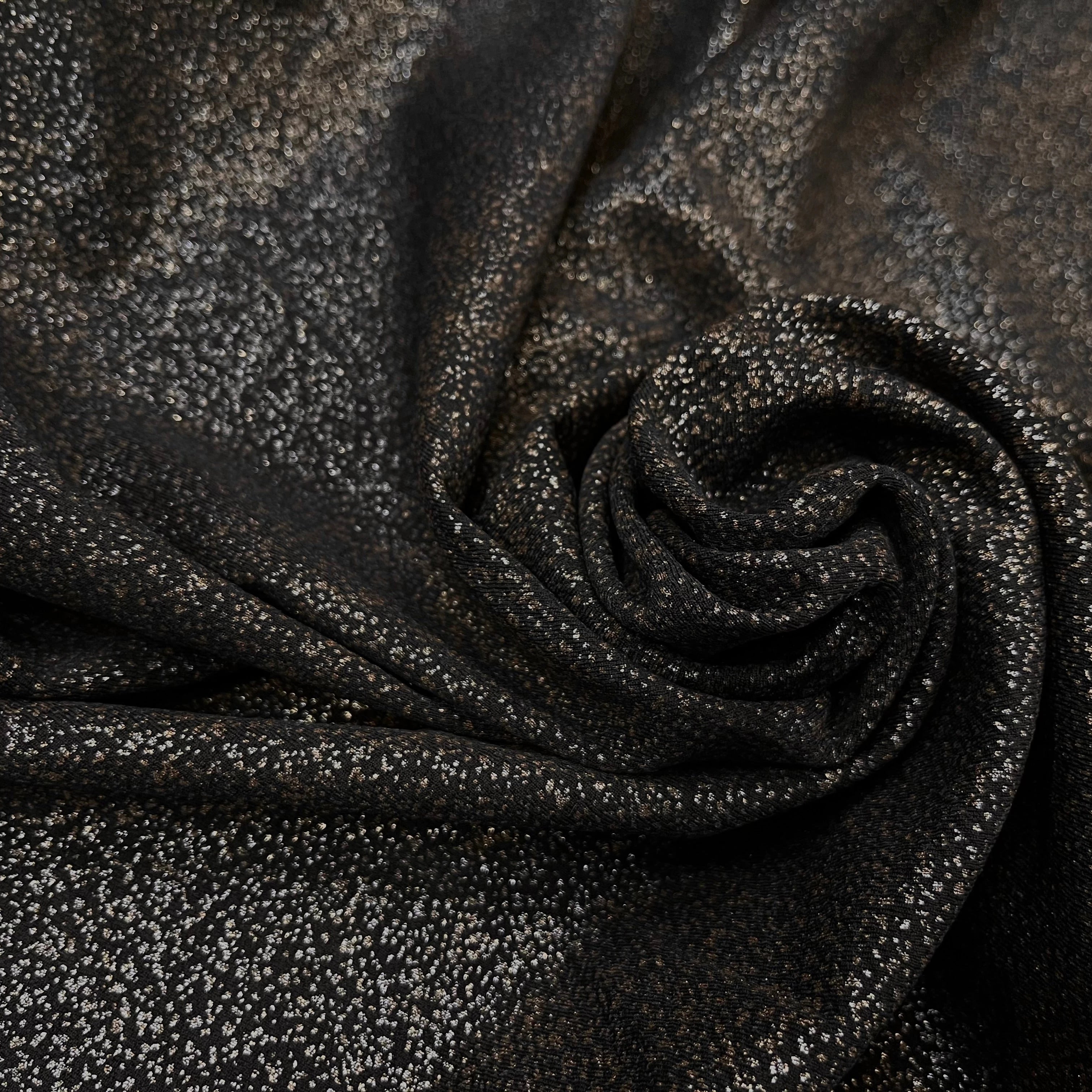 MAILLE JERSEY FOND NOIR POINT ARGENTÉ REFLET BRONZE - My Little Coupon