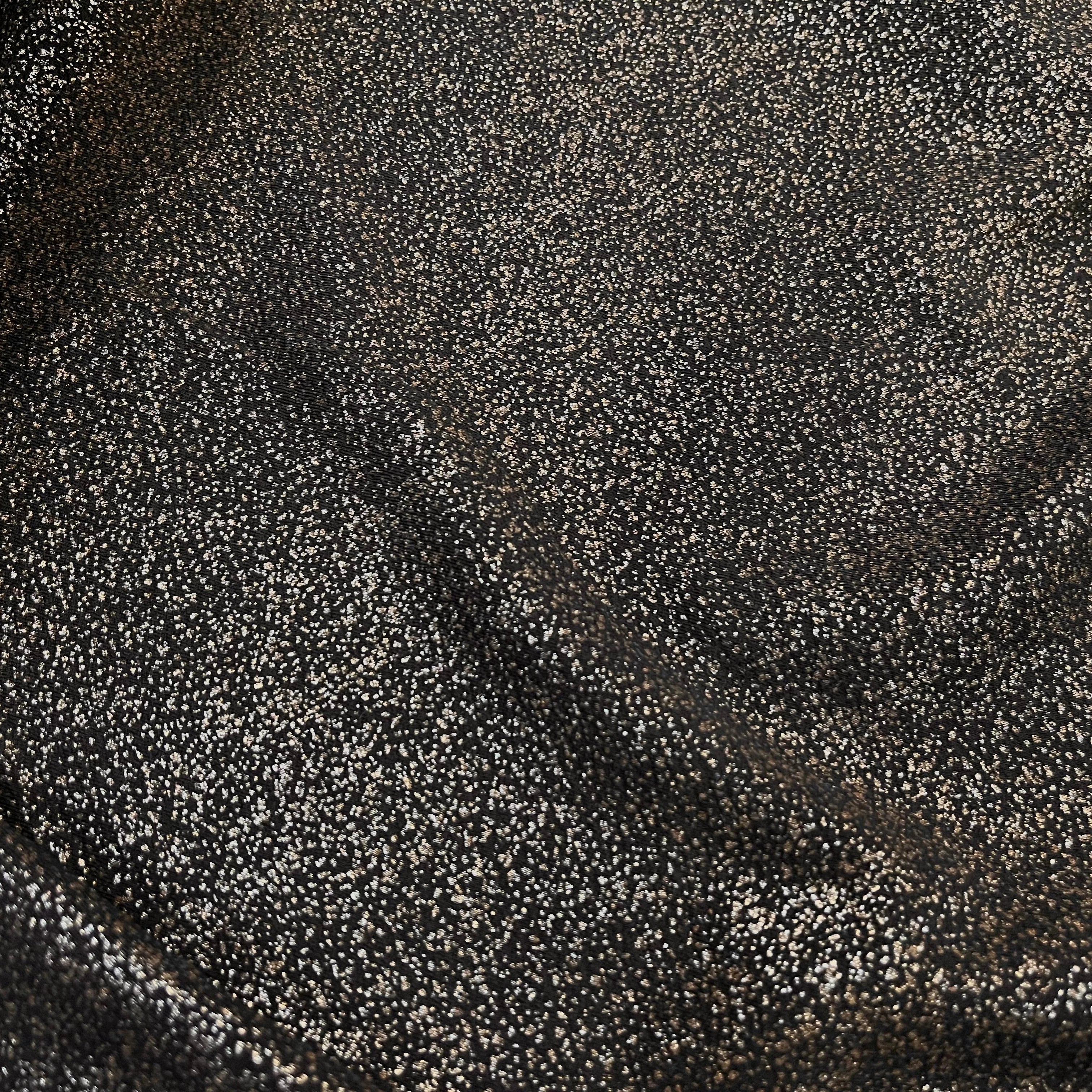 MAILLE JERSEY FOND NOIR POINT ARGENTÉ REFLET BRONZE - My Little Coupon