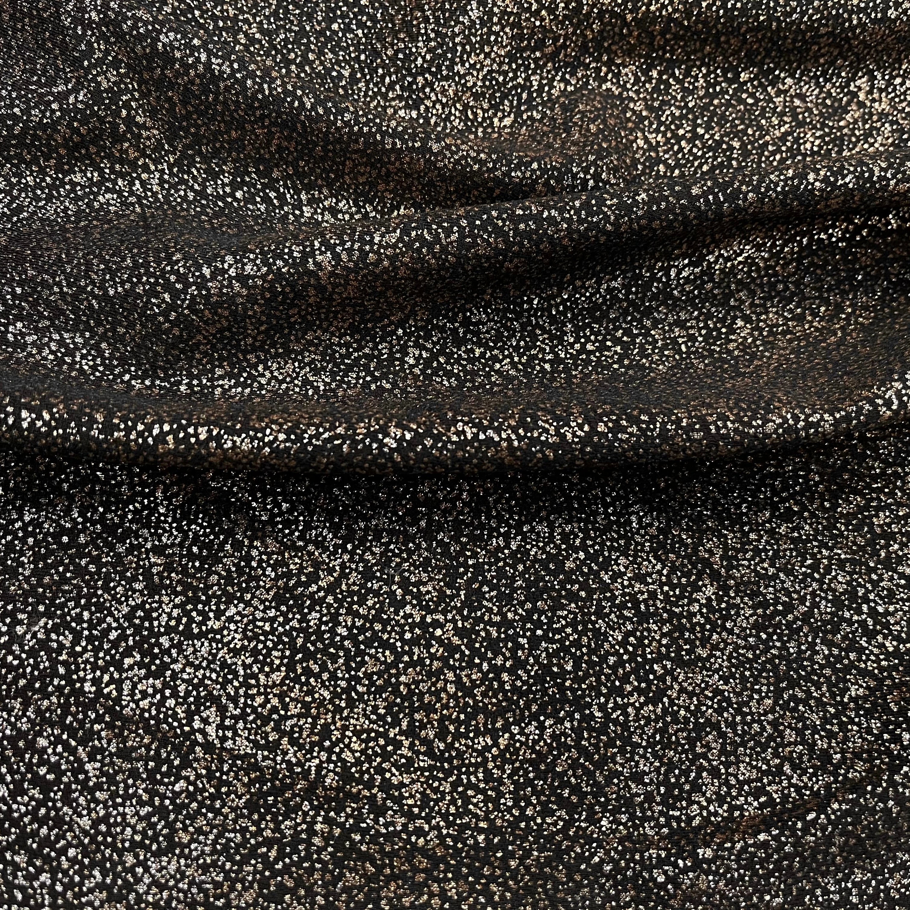 MAILLE JERSEY FOND NOIR POINT ARGENTÉ REFLET BRONZE - My Little Coupon