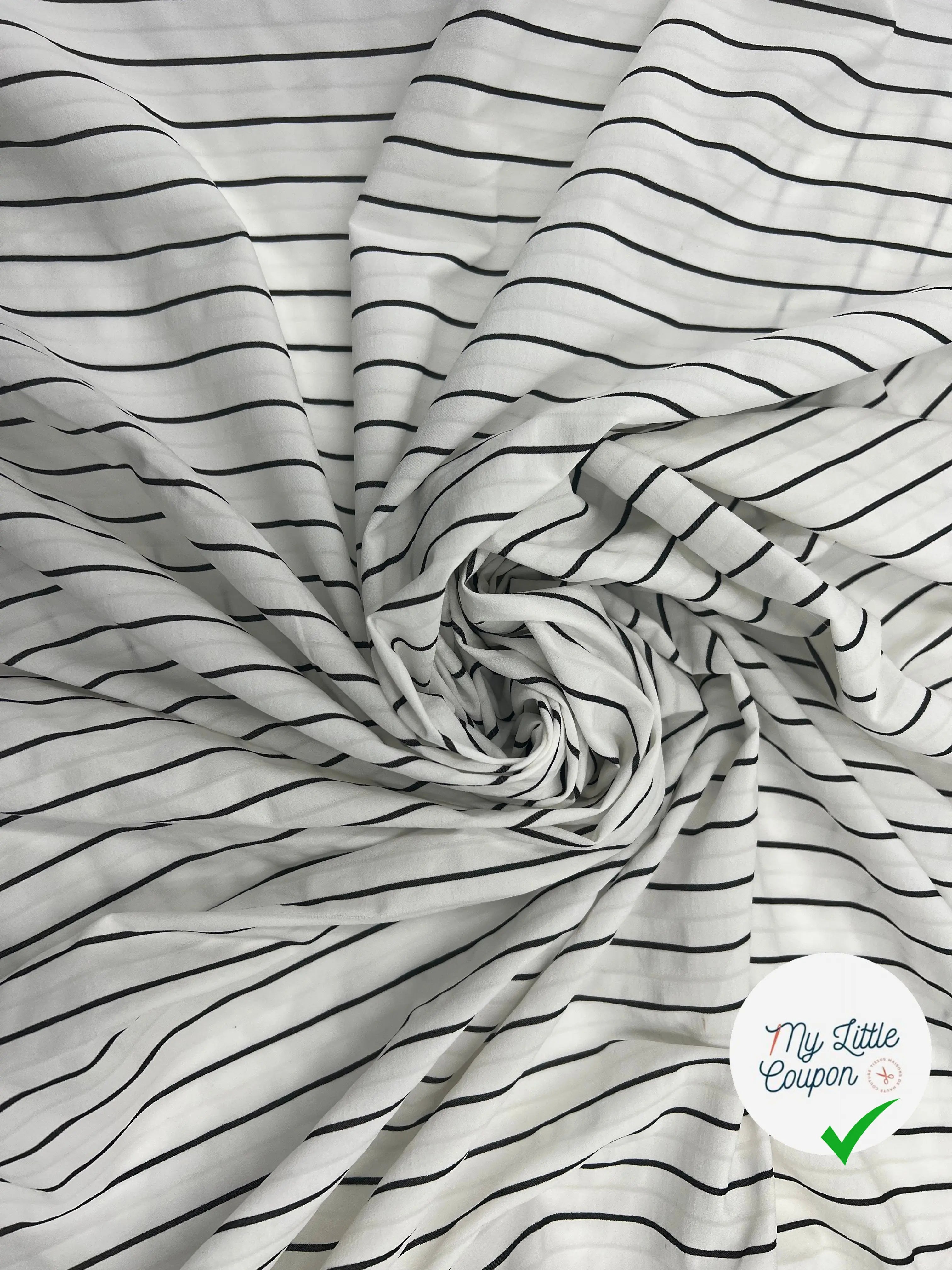 MAILLE LÉGÈRE STRETCH RAYURES NOIRES - My Little Coupon - tissu - coudre