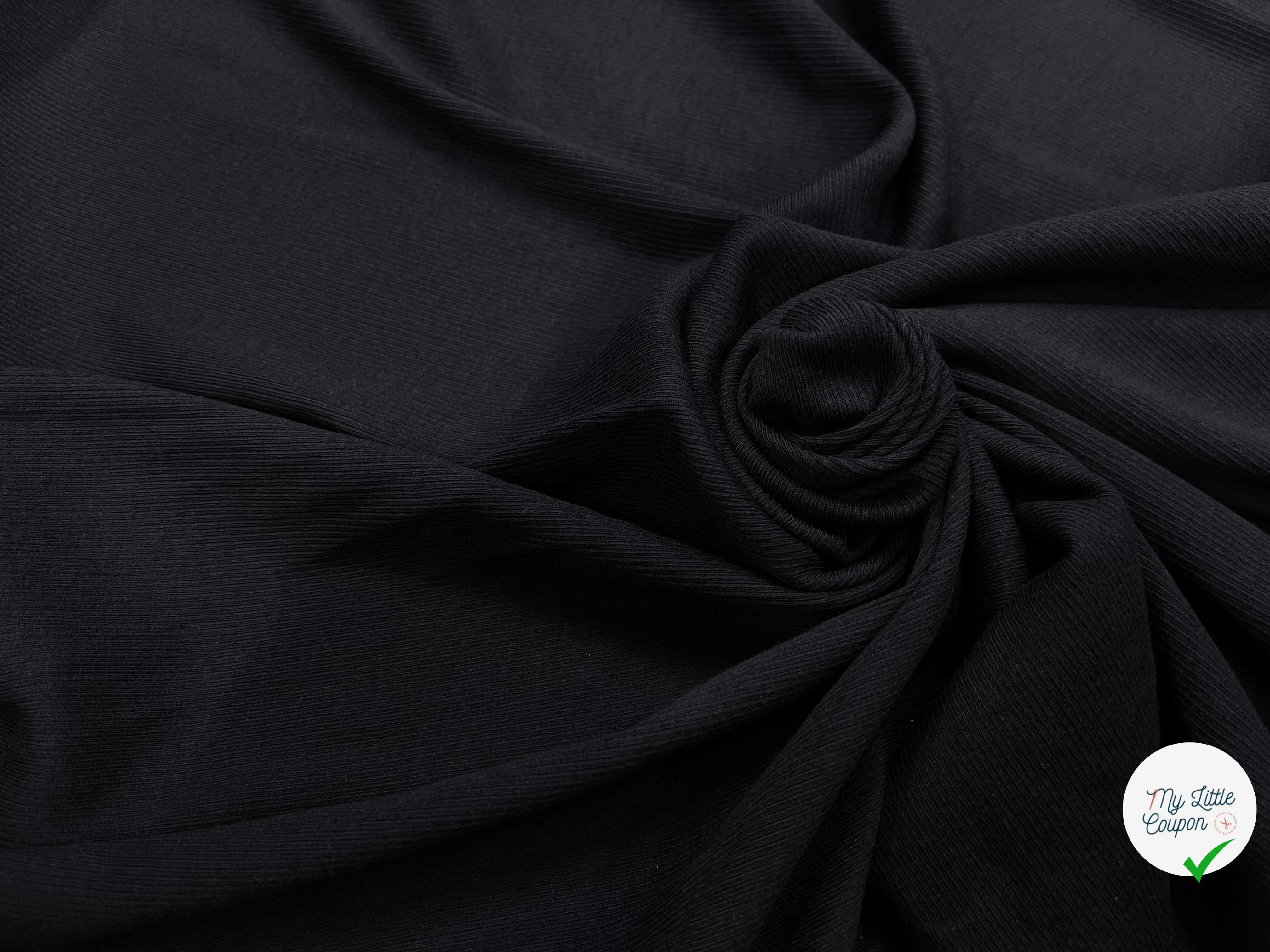 MAILLE LEGÈREMENT COTELLÉ LÉGER 105CM MIDNIGHT BLUE STRETCH - My Little Coupon