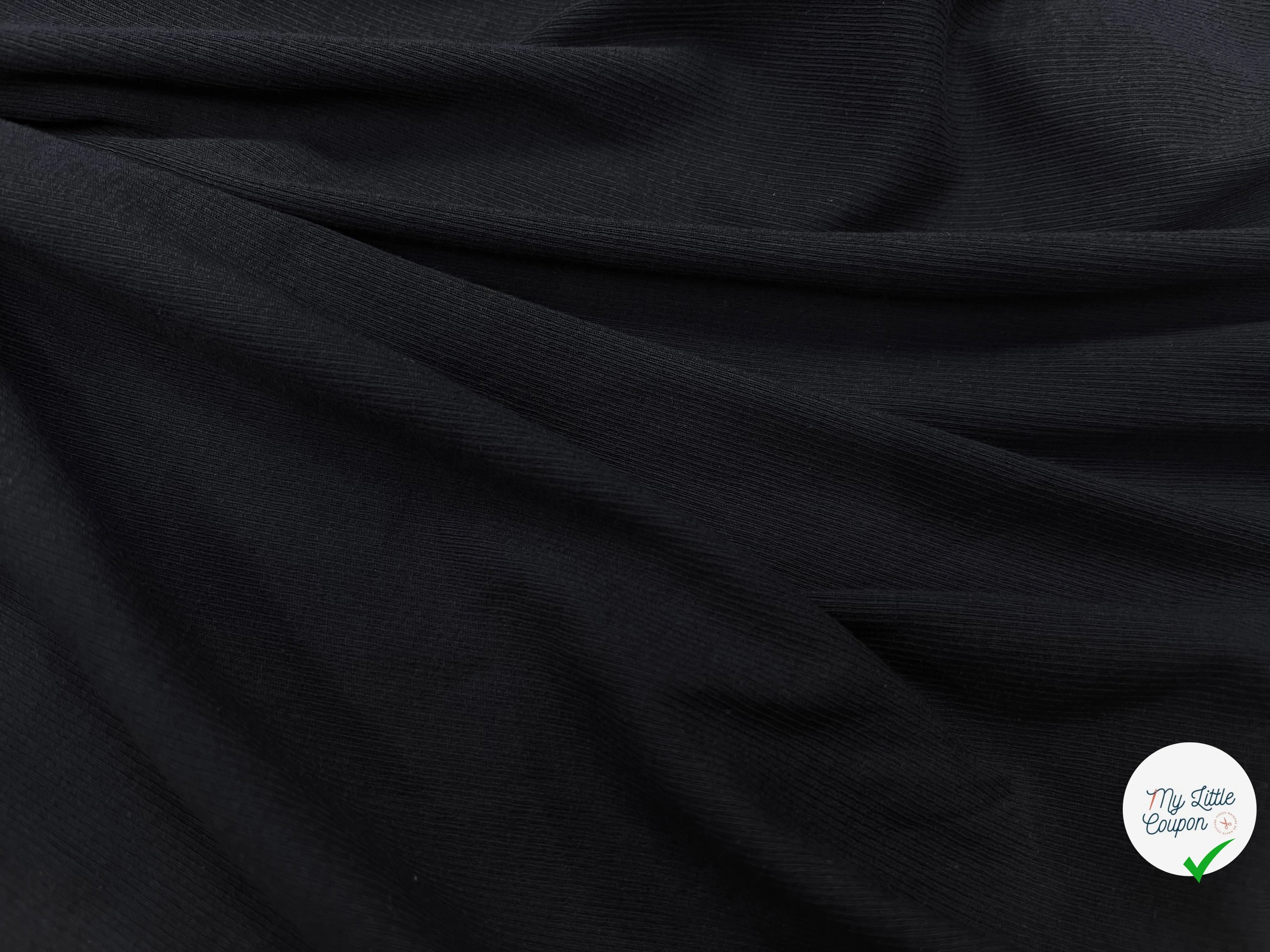 MAILLE LEGÈREMENT COTELLÉ LÉGER 105CM MIDNIGHT BLUE STRETCH - My Little Coupon