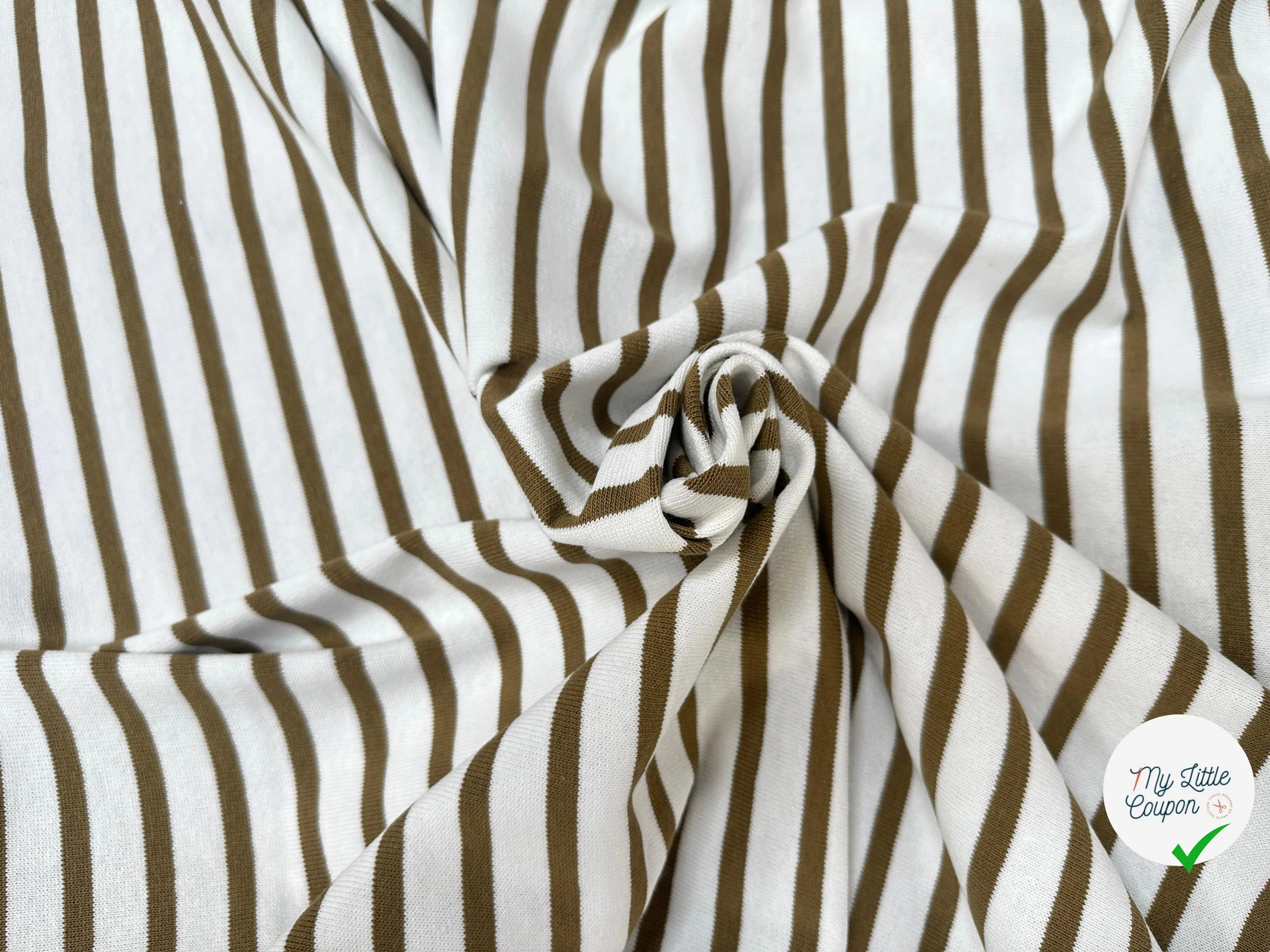 MAILLE LOURDE 100% COTON BLANC RAYURE CAMEL VERTÂ - My Little Coupon