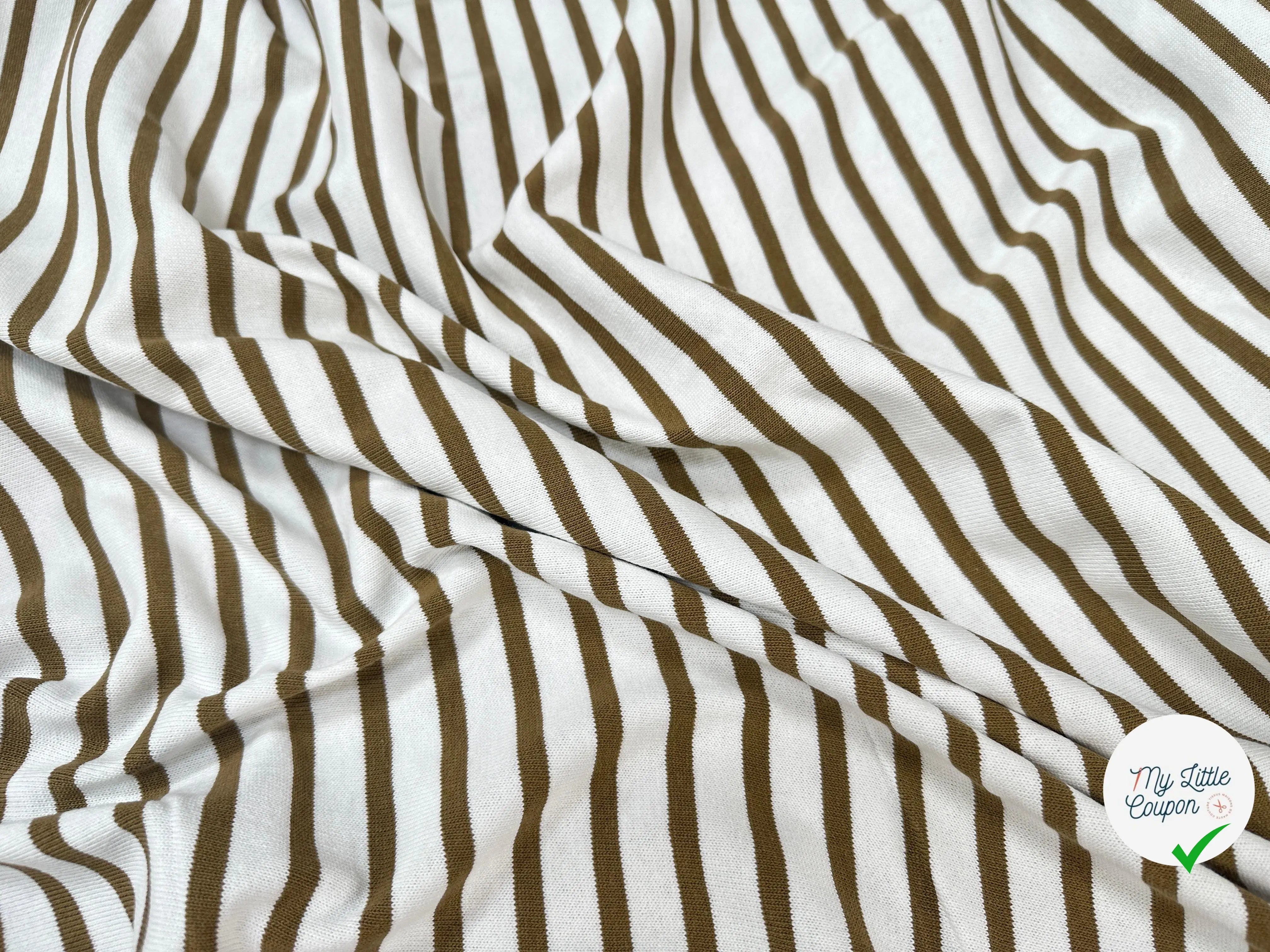 MAILLE LOURDE 100% COTON BLANC RAYURE CAMEL VERTÂ - My Little Coupon