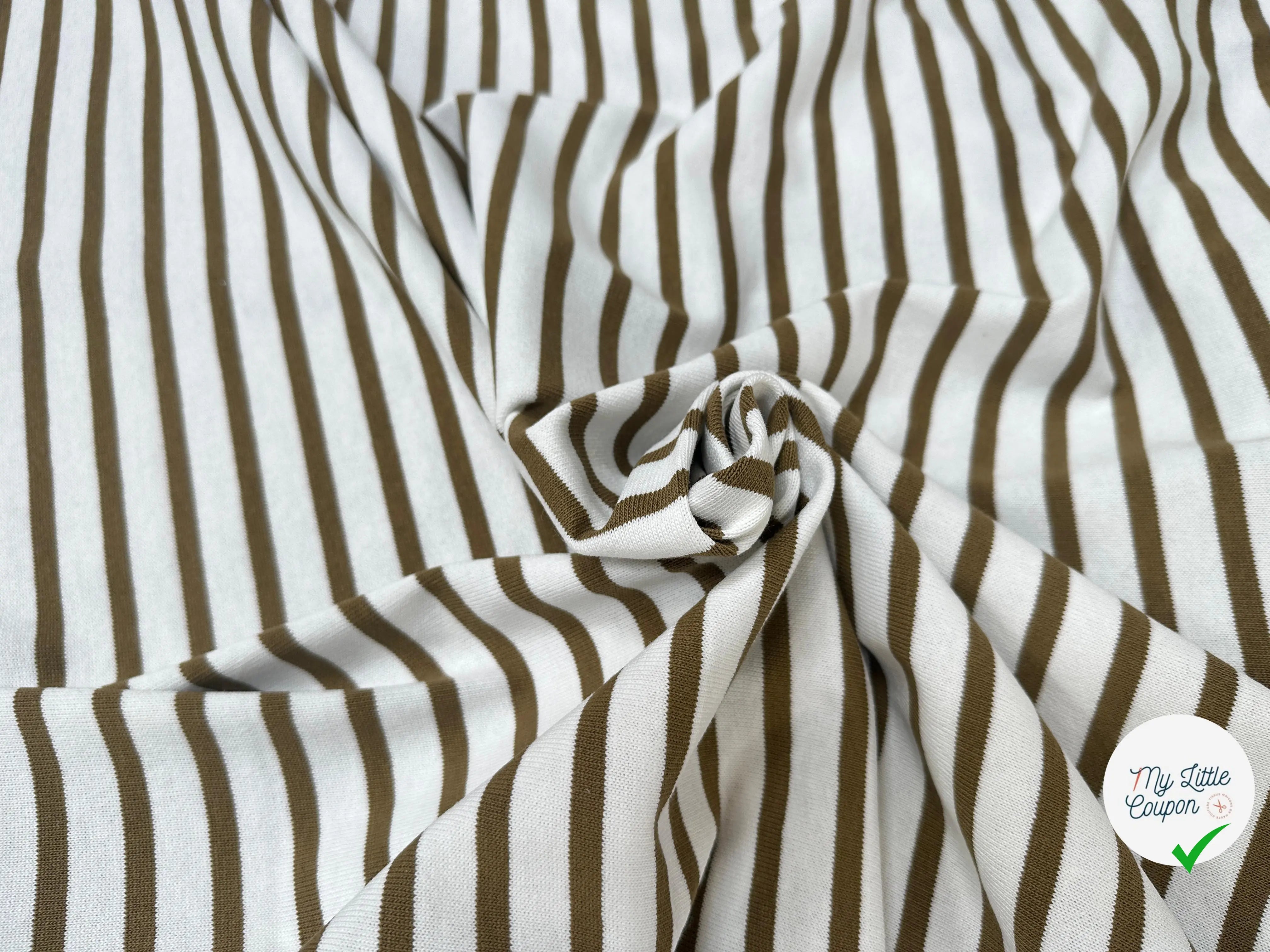 MAILLE LOURDE 100% COTON BLANC RAYURE CAMEL VERTÂ - My Little Coupon
