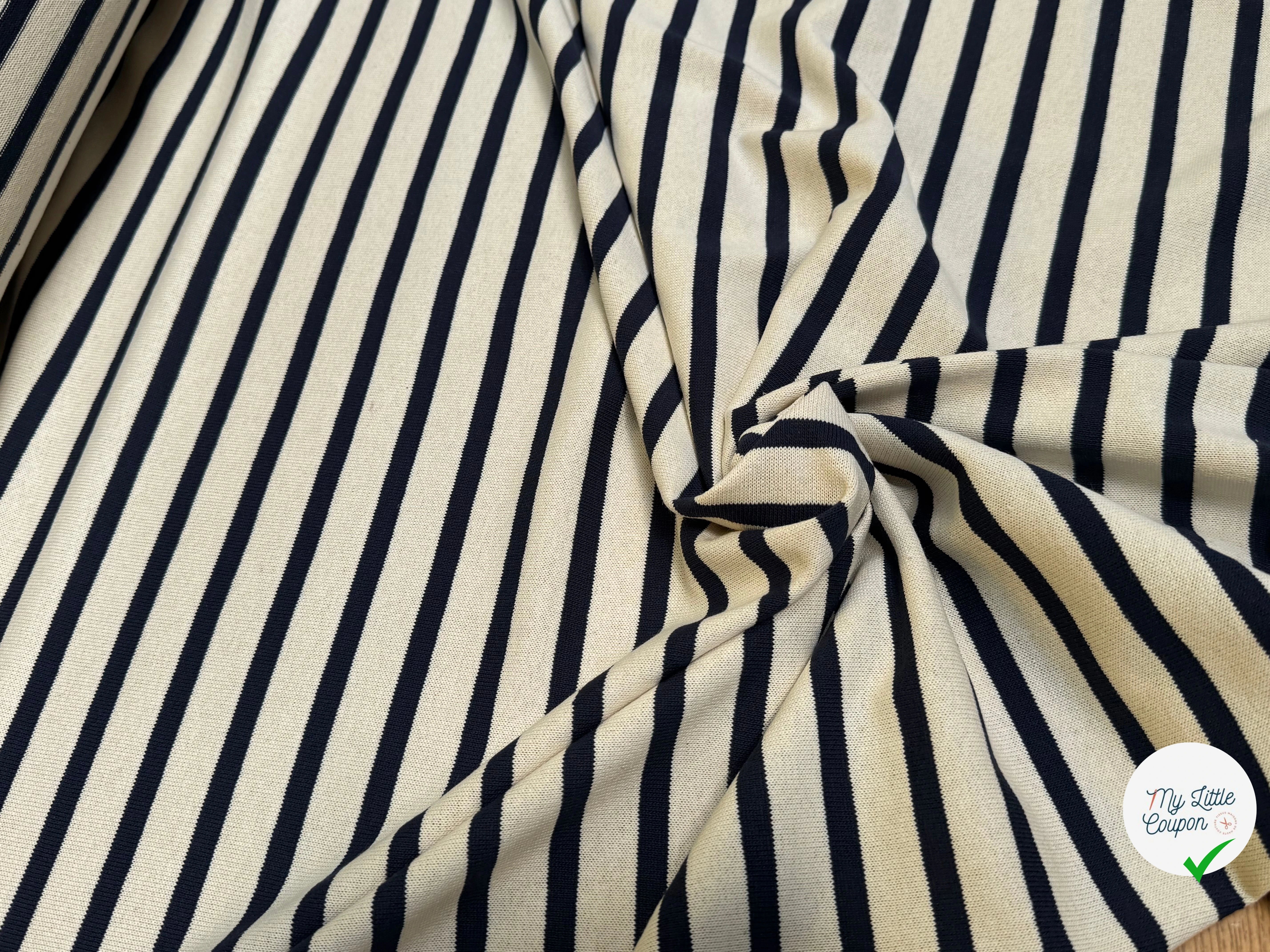MAILLE LOURDE 100% COTON ÉCRU/MARINE - My Little Coupon
