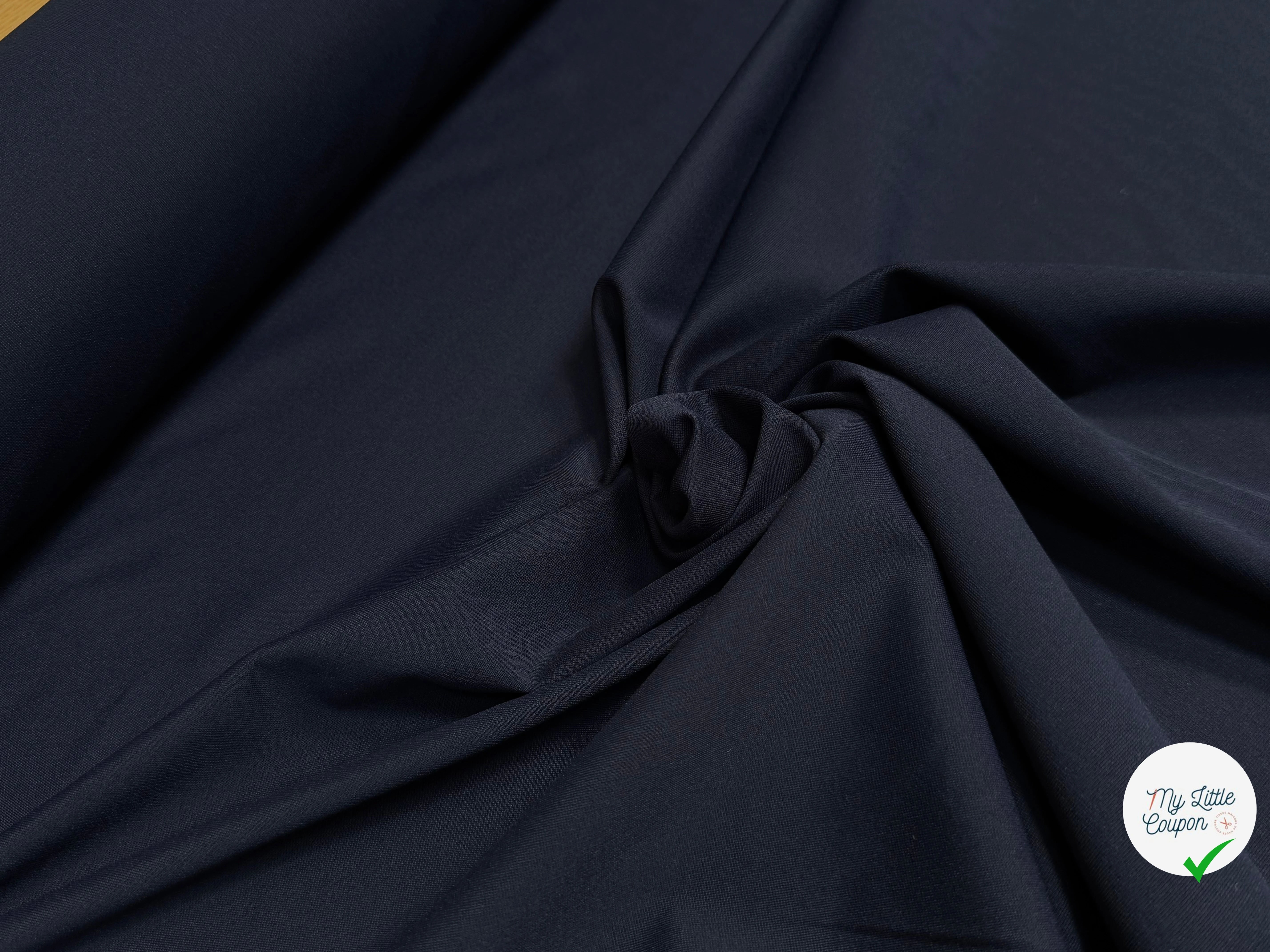MAILLE LOURDE 100% POLYAMIDE STRETCH LÉGÈREMENT SATINÉ BLEU MARINE - My Little Coupon