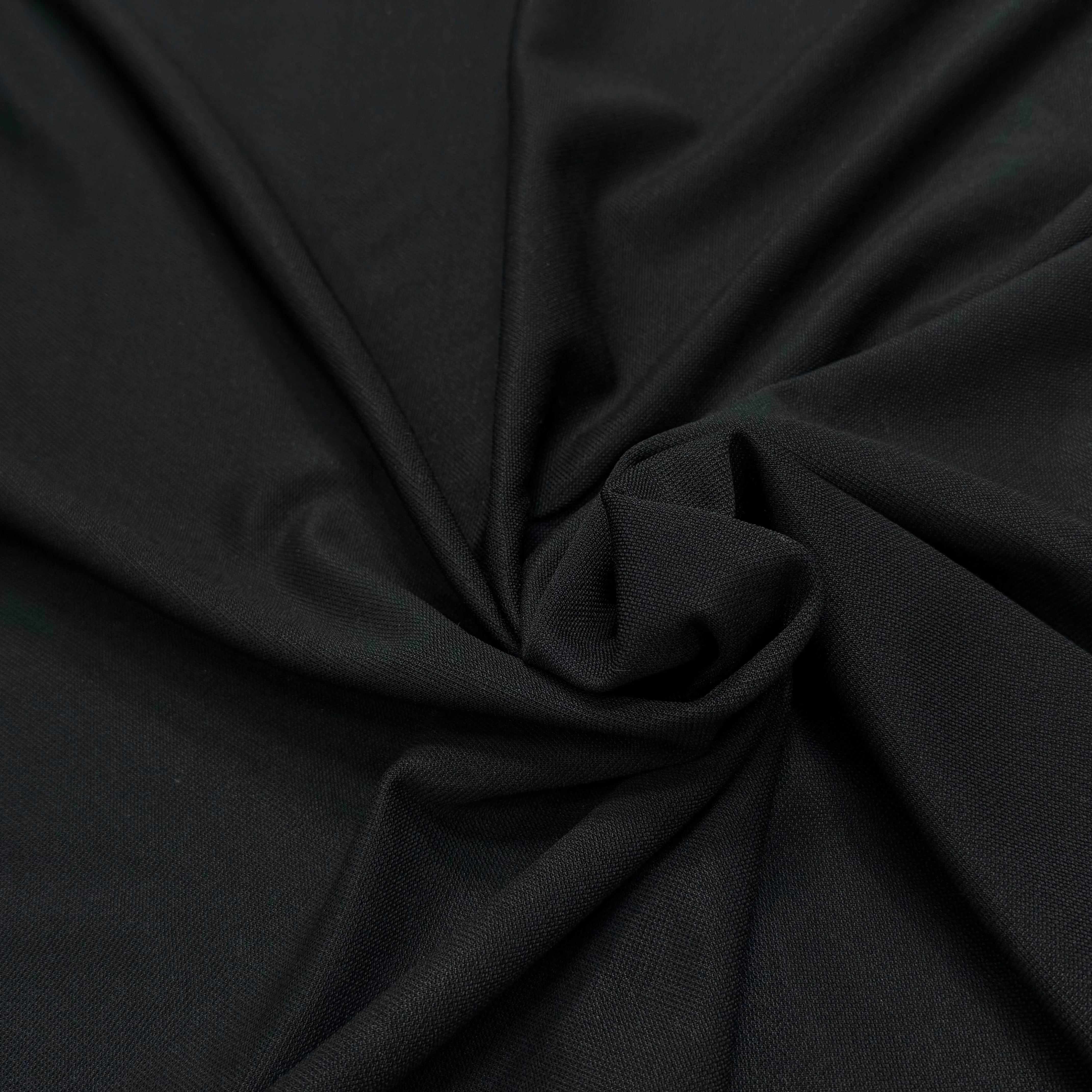 MAILLE LOURDE 76% VISCOSE ULTRA STRETCH NOIR LÈGEREMENT SATINÉ ASPECT PIQUÉ - My Little Coupon