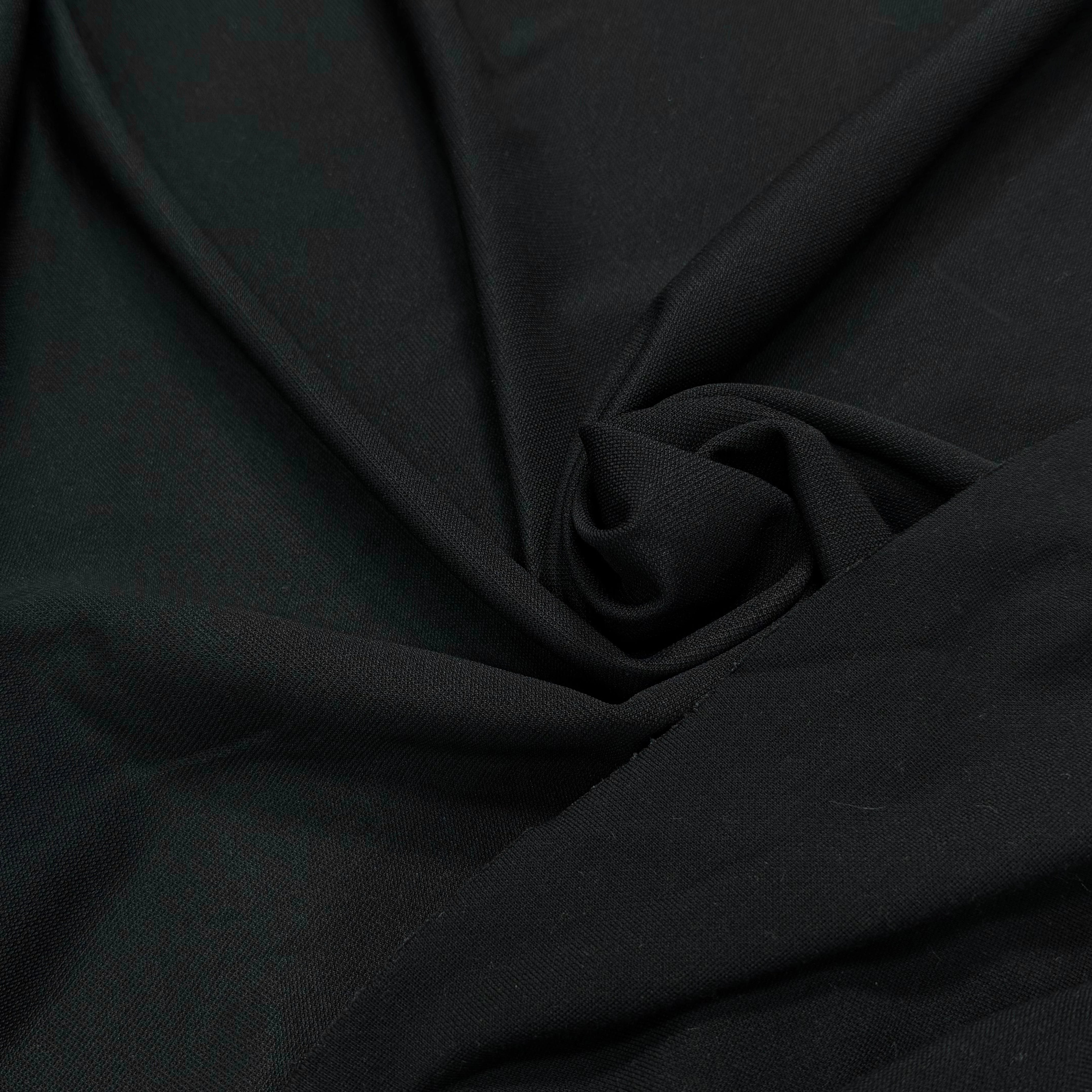 MAILLE LOURDE 76% VISCOSE ULTRA STRETCH NOIR LÈGEREMENT SATINÉ ASPECT PIQUÉ - My Little Coupon