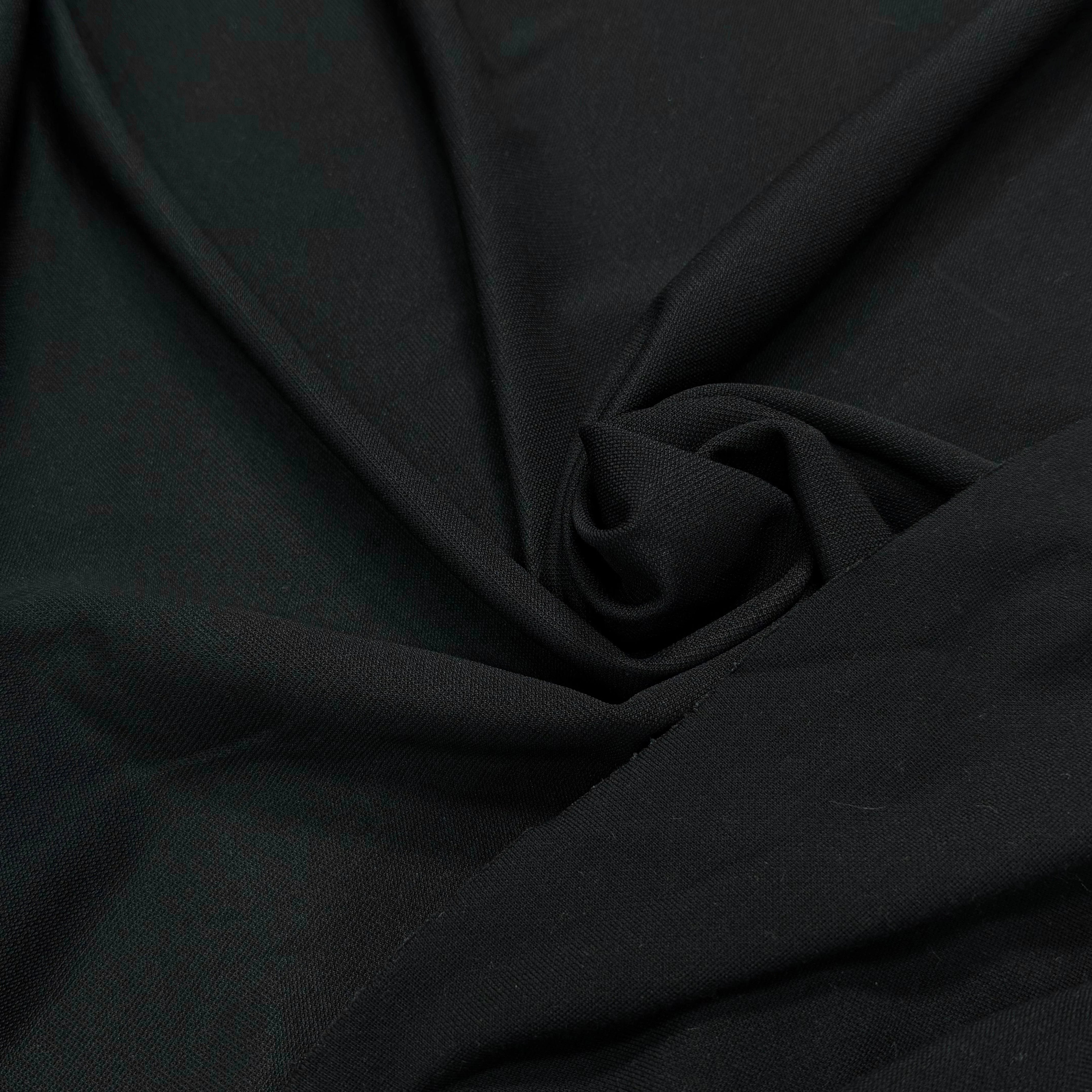 MAILLE LOURDE 76% VISCOSE ULTRA STRETCH NOIR LÈGEREMENT SATINÉ ASPECT PIQUÉ - My Little Coupon
