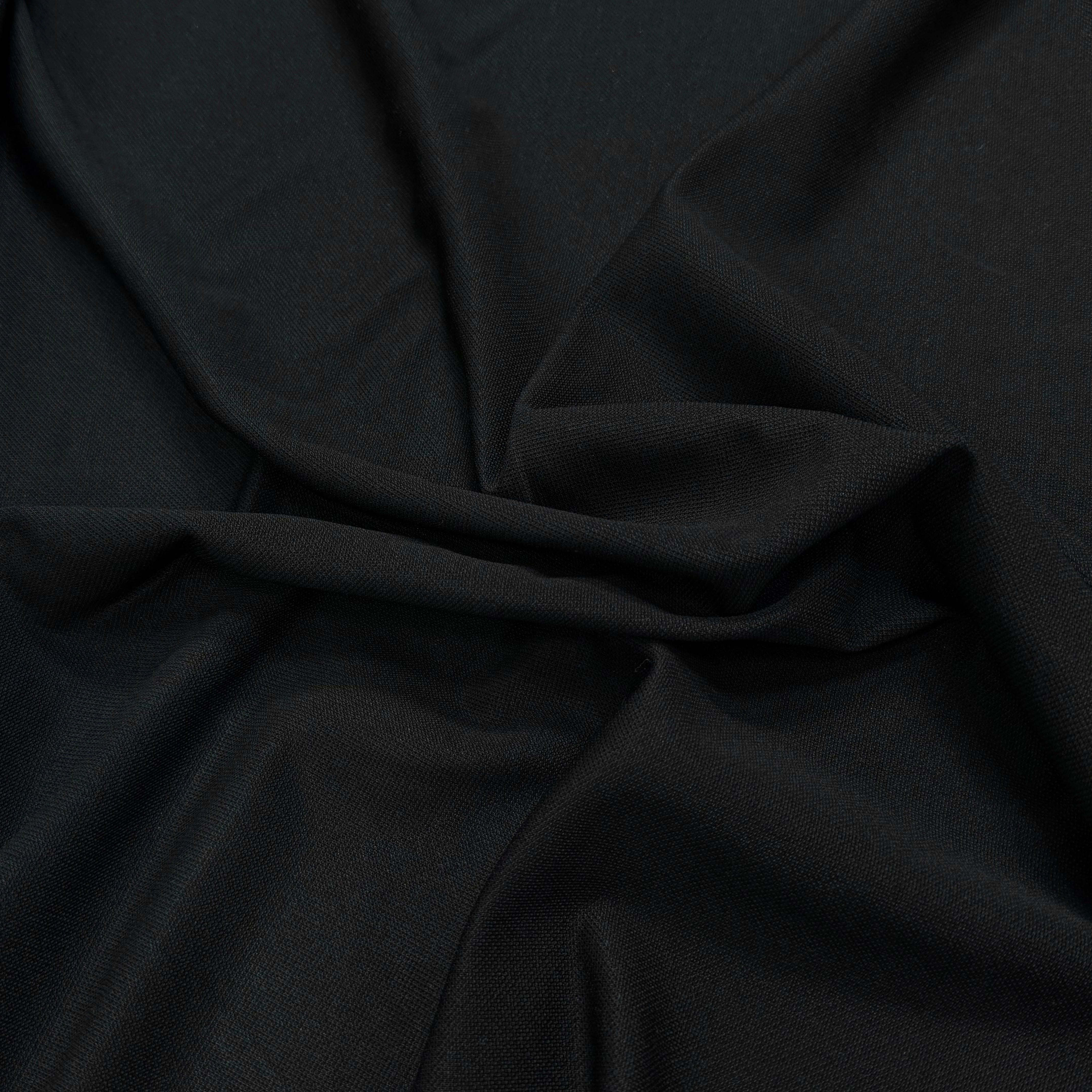 MAILLE LOURDE 76% VISCOSE ULTRA STRETCH NOIR LÈGEREMENT SATINÉ ASPECT PIQUÉ - My Little Coupon