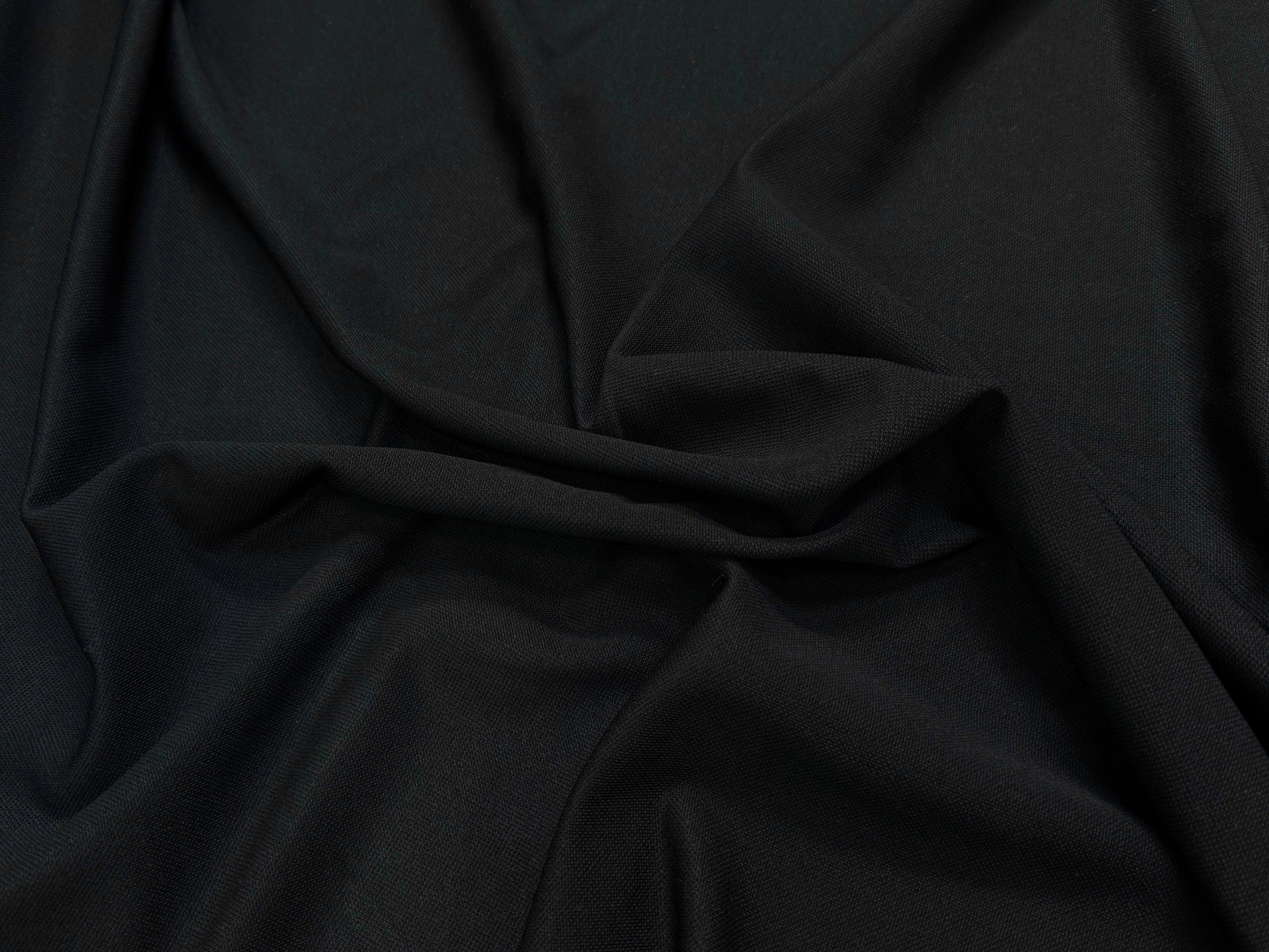 MAILLE LOURDE 76% VISCOSE ULTRA STRETCH NOIR LÈGEREMENT SATINÉ ASPECT PIQUÉ - My Little Coupon